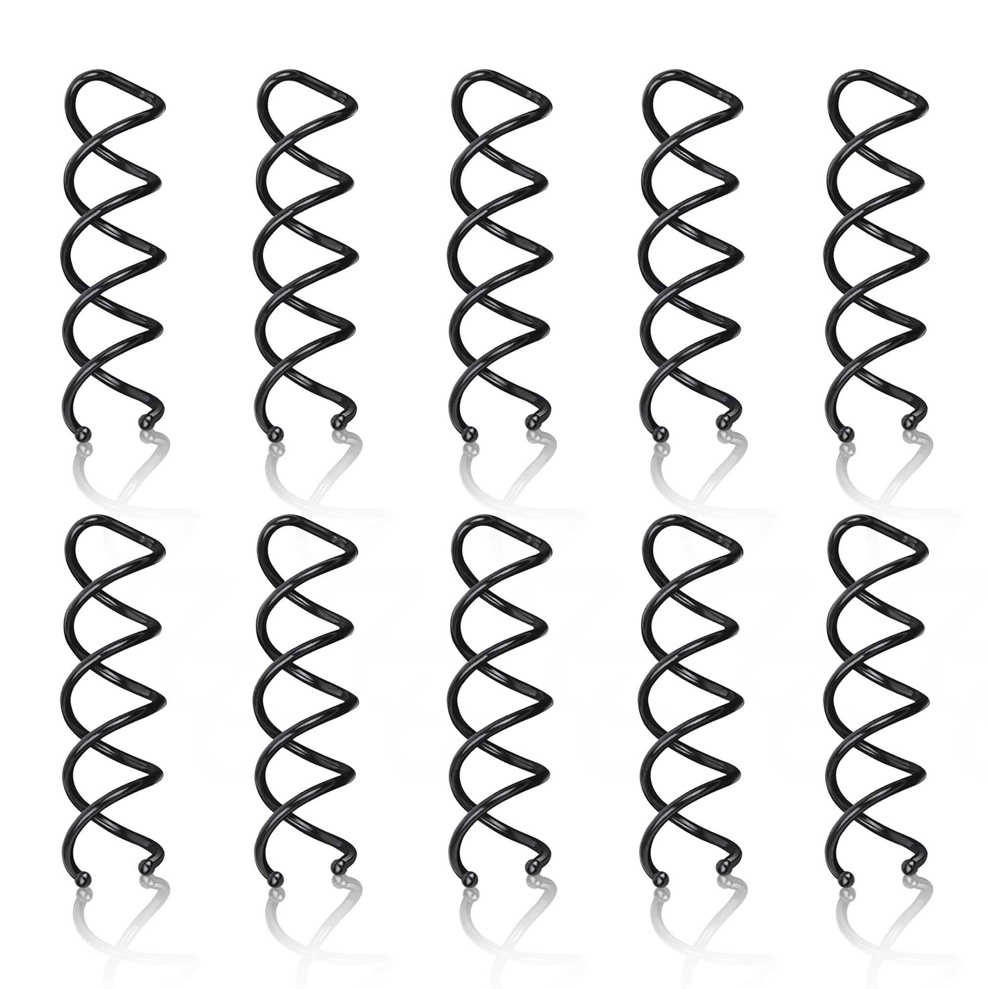 10PCS Sanas Spiral Hair Pins for Women - Metal Twisted Hair Bun Maker, Cute Hair Accessories for Twists & Updos - Spin Pins & Bobby Pins (Black) | Perfect for Weddings, Parties & Everyday Styling