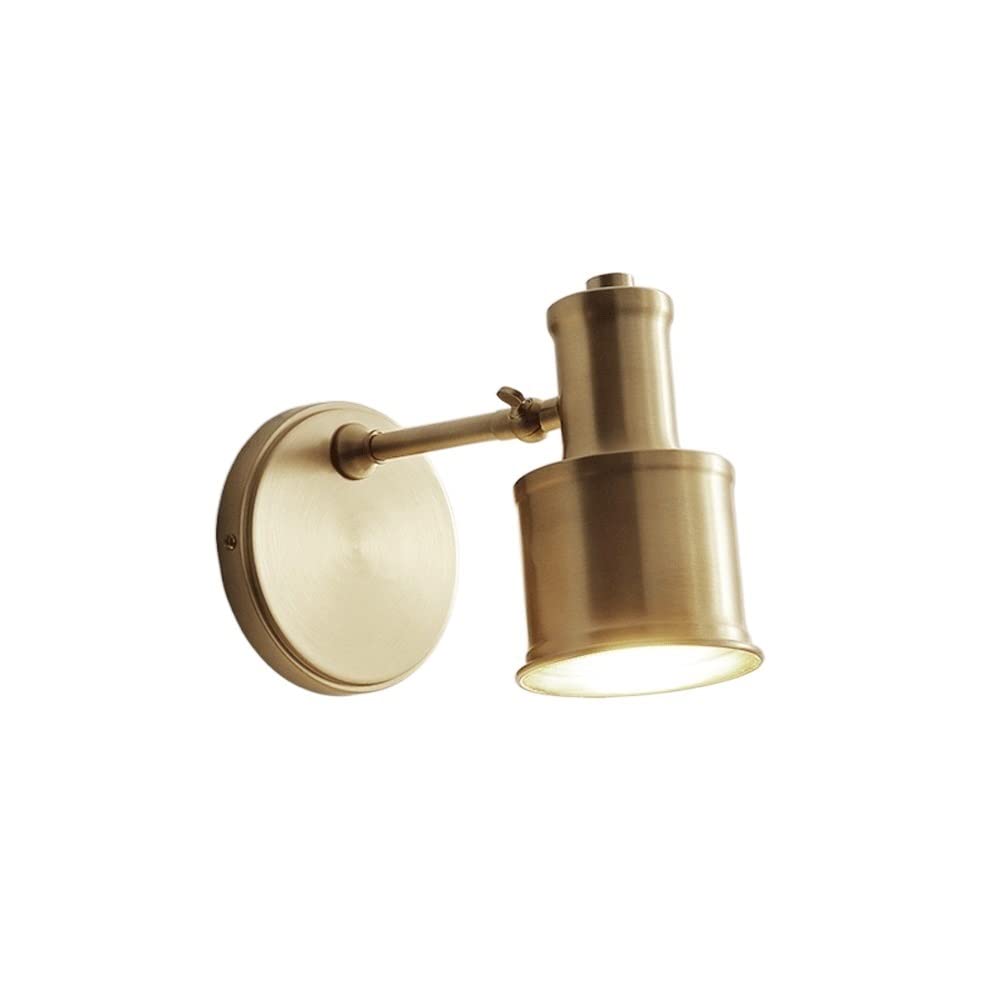 Modern Nordic LED Wall Light - Minimalist Copper Brass Sconce for Bedroom, Bathroom & Living Room - Vintage Gold Mirror Design - Perfect for Reading & Ambient Lighting