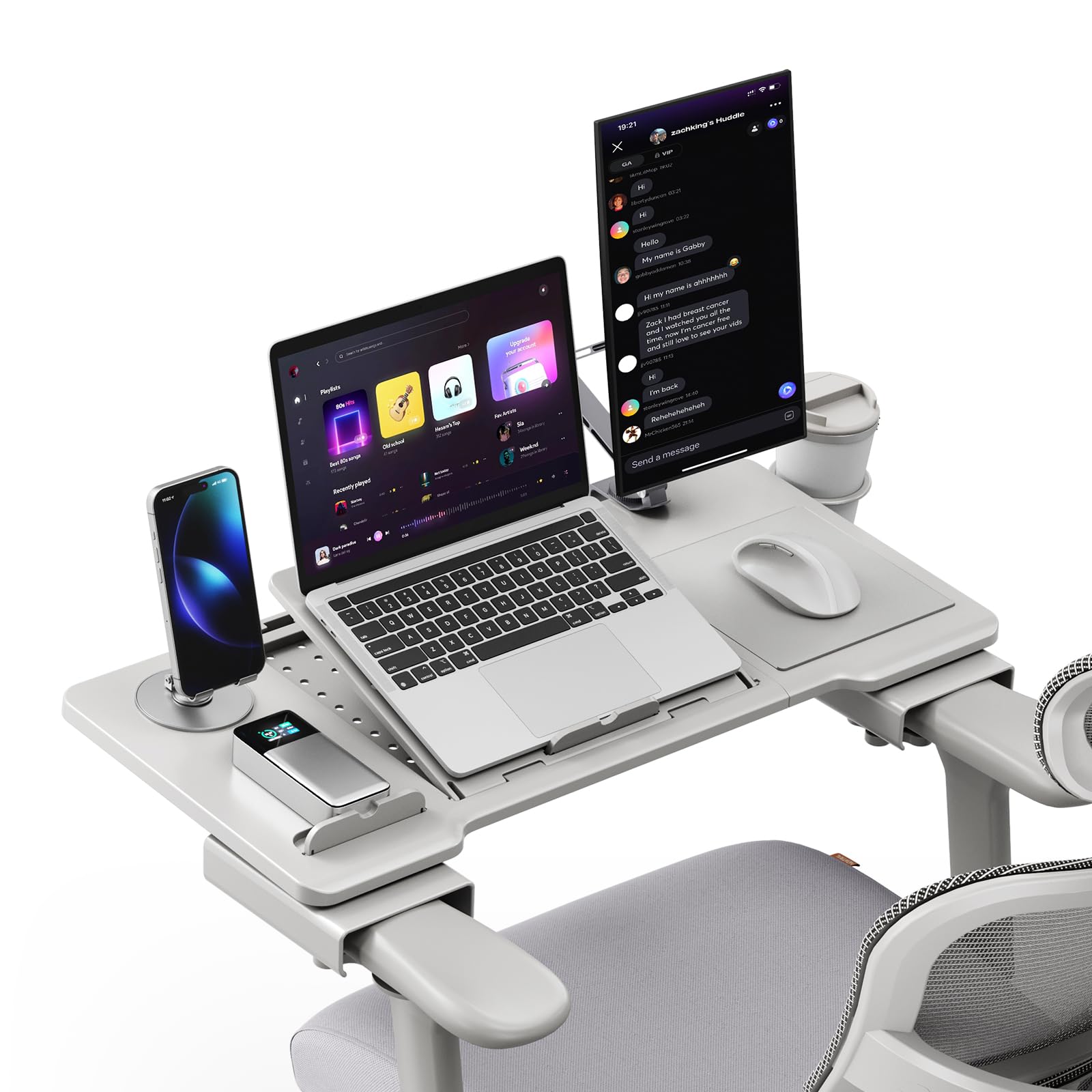 Adjustable Portable Laptop Desk for Office Chair with Wrist Rest & Mouse Pad - Ergonomic Home Office Workstation for Working, Writing & Gaming - Perfect for Small Spaces, Bed, Couch or Dorm Room