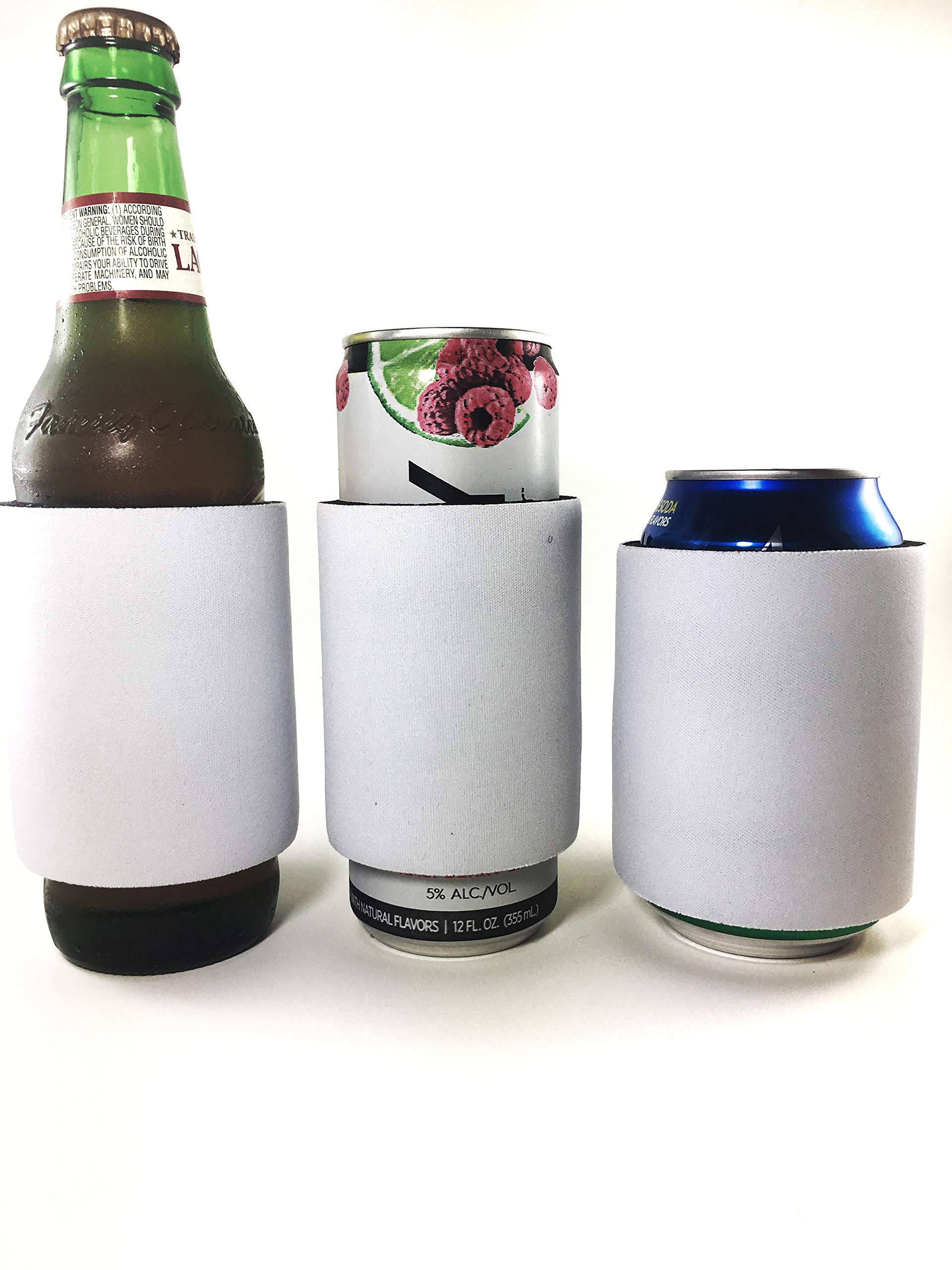 Custom White Slap Can Coolers Bulk (5-Pack) - Sublimation & Vinyl Ready Neoprene Beer Koozies for Parties, Tailgates & Outdoor Events