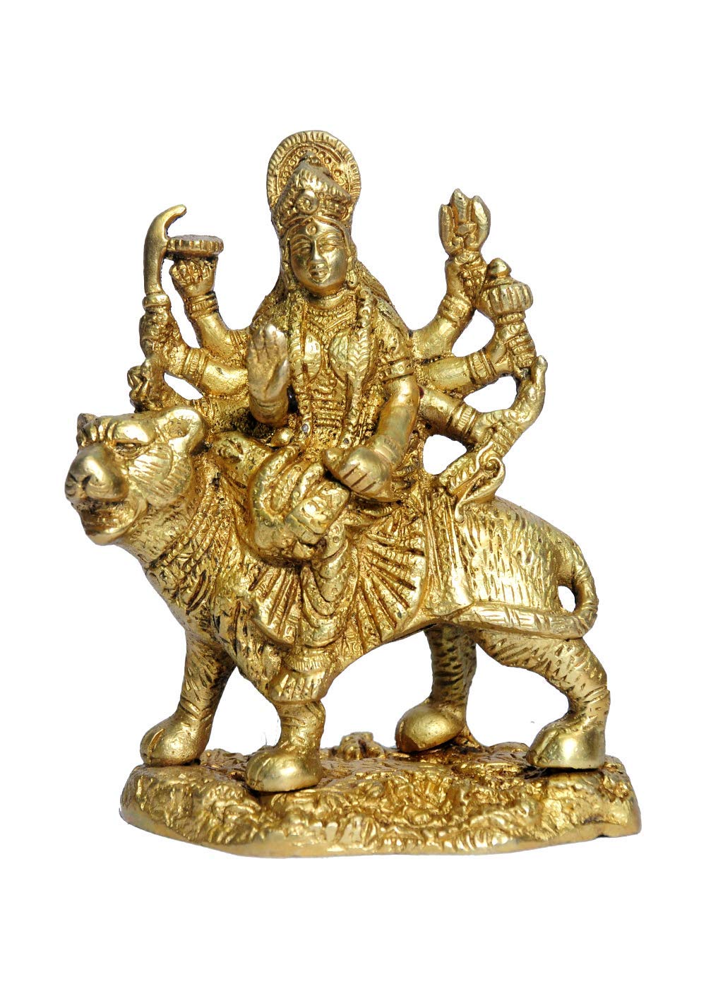 Handcrafted Brass Goddess Durga Statue - 4x2x5.25 Inches, 0.9kg - Hindu Deity Sculpture for Home Altar, Pooja Room & Spiritual Decor