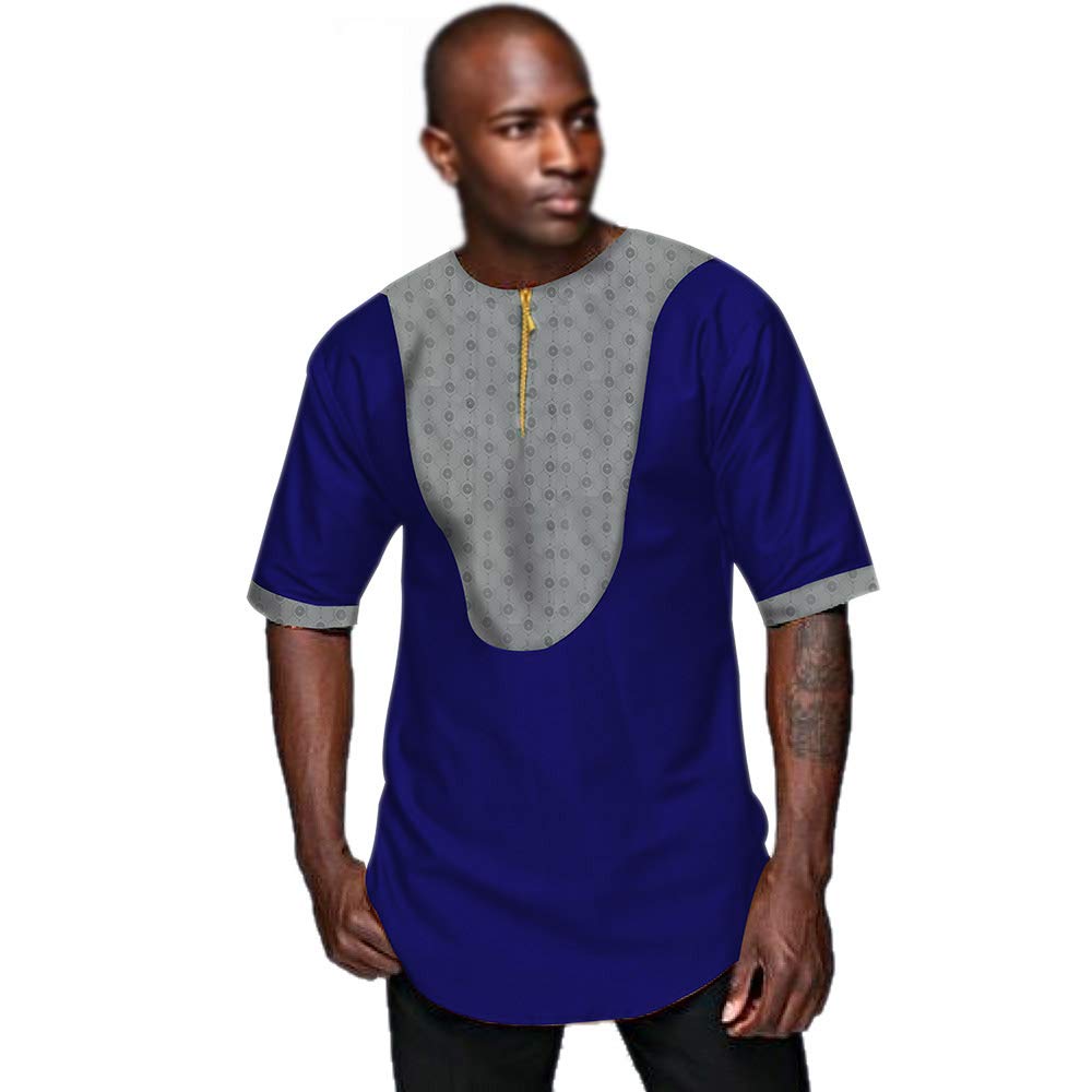 African Dashiki Shirt for Men - Wax Print Jacquard Blouse & Bazin Riche Tops - Plus Size Big & Tall Clothing for Casual Wear, Parties & Cultural Events