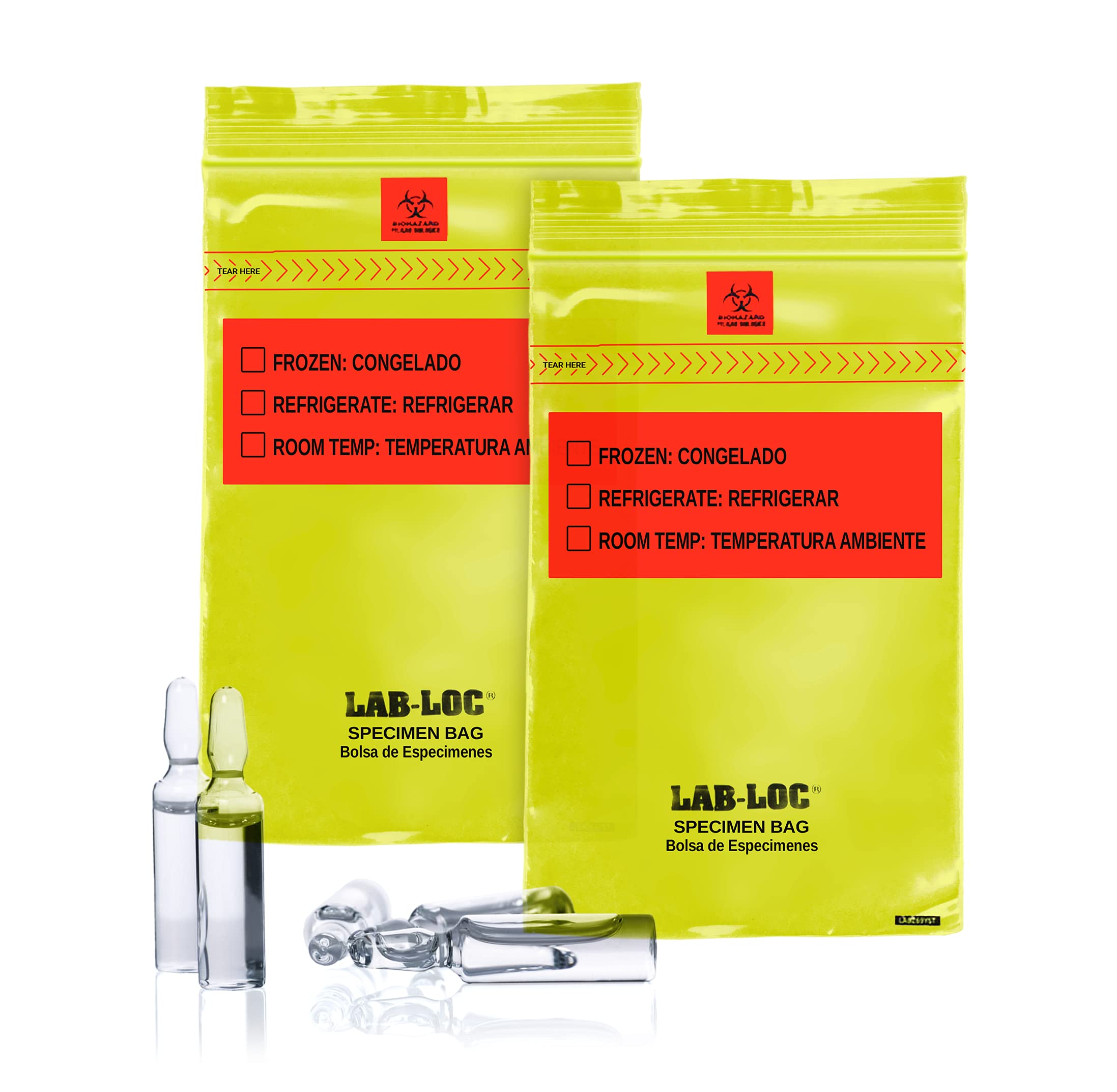 APQ 1000 Pack 6x9 Inch Yellow Specimen Transfer Bags with Zipper - 1.75 Mil Thick Polyethylene Seal Top Plastic Bags for Medical Use, Laboratory, Hospital & Infirmary - Removable Biohazard Symbol - Ideal for Specimen Collection, Storage & Transportation