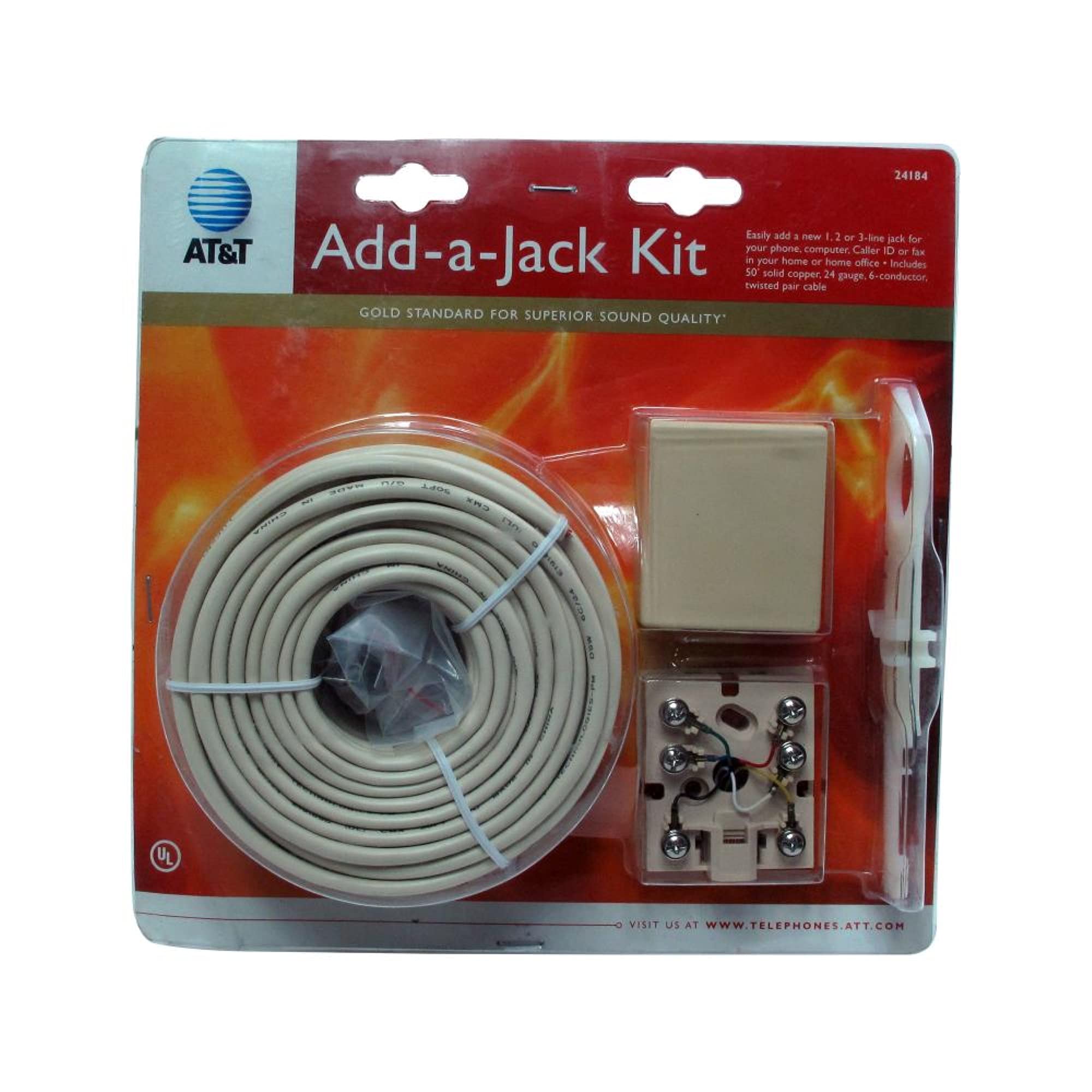 AT&T 24184 Add A Jack Kit for Desk/Table Model Telephones - Easy Phone Line Extension for Home & Office Use