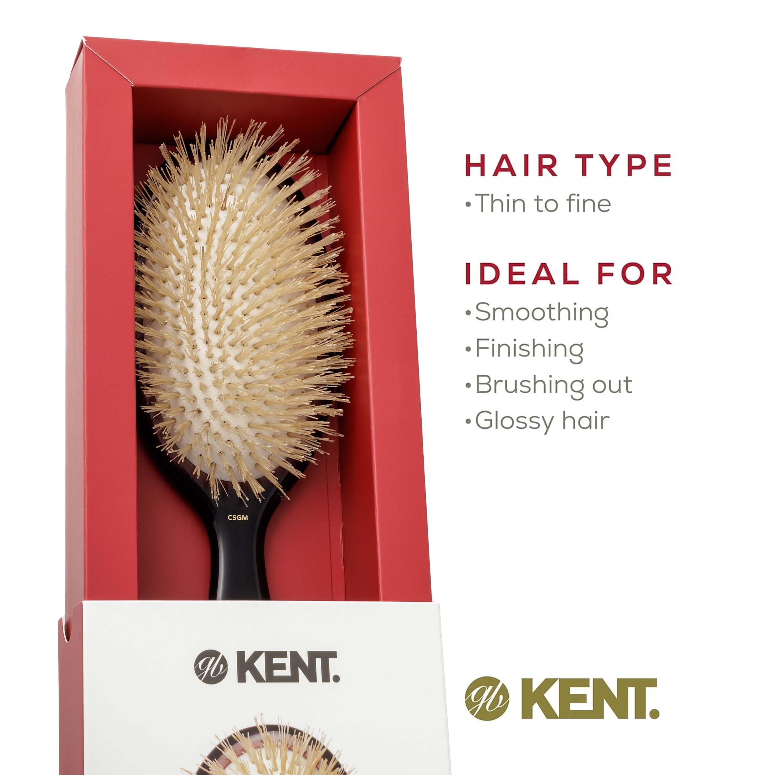 Kent Oval Cushion Hairbrush - Medium Size 6oz White CSGM for Smooth Detangling & Styling - Perfect for Home, Travel & Salon Use