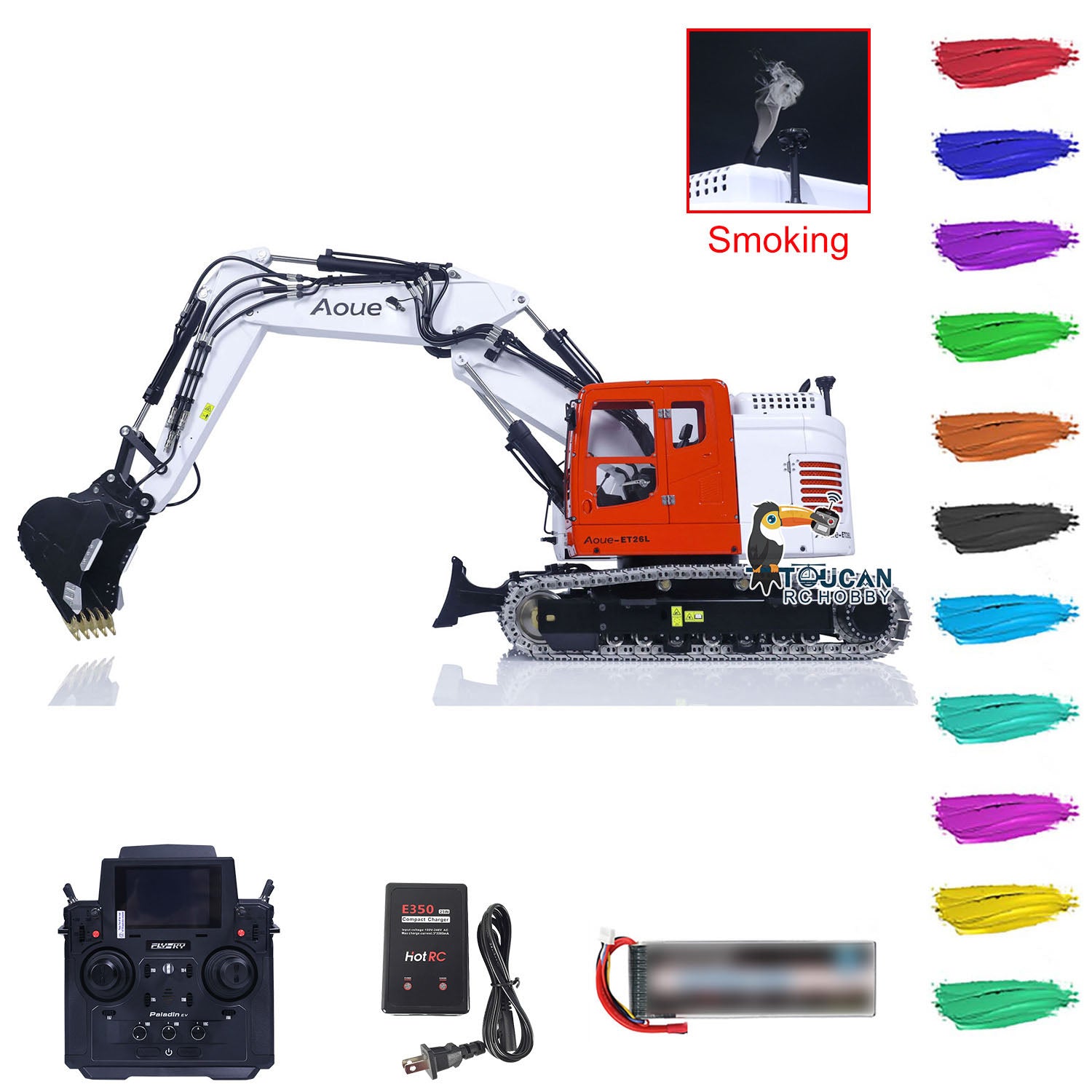 1/14 Scale Metal LESU RC Hydraulic Excavator Model - Radio Controlled Aoue ET26L PL18EV Digger with Optional Sound Effects for Hobbyists | Construction Simulation, DIY Projects, Kids & Adults Play