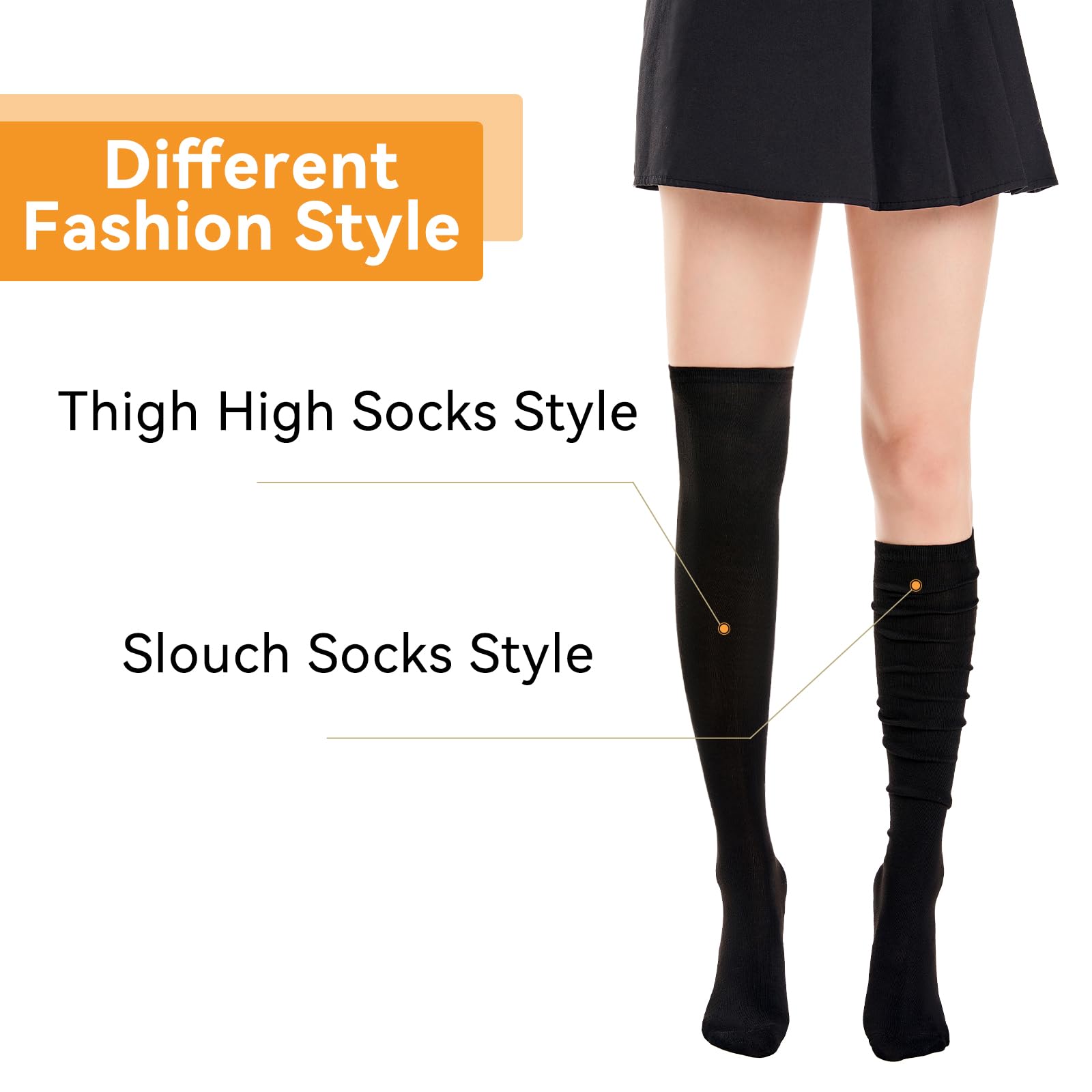 Ammiko Women's Thigh High Socks - Cotton Striped Over The Knee Socks, Long Knee High Stockings for Women | Casual, Comfortable & Stylish for Daily Wear, Outfits, and Fashion Looks
