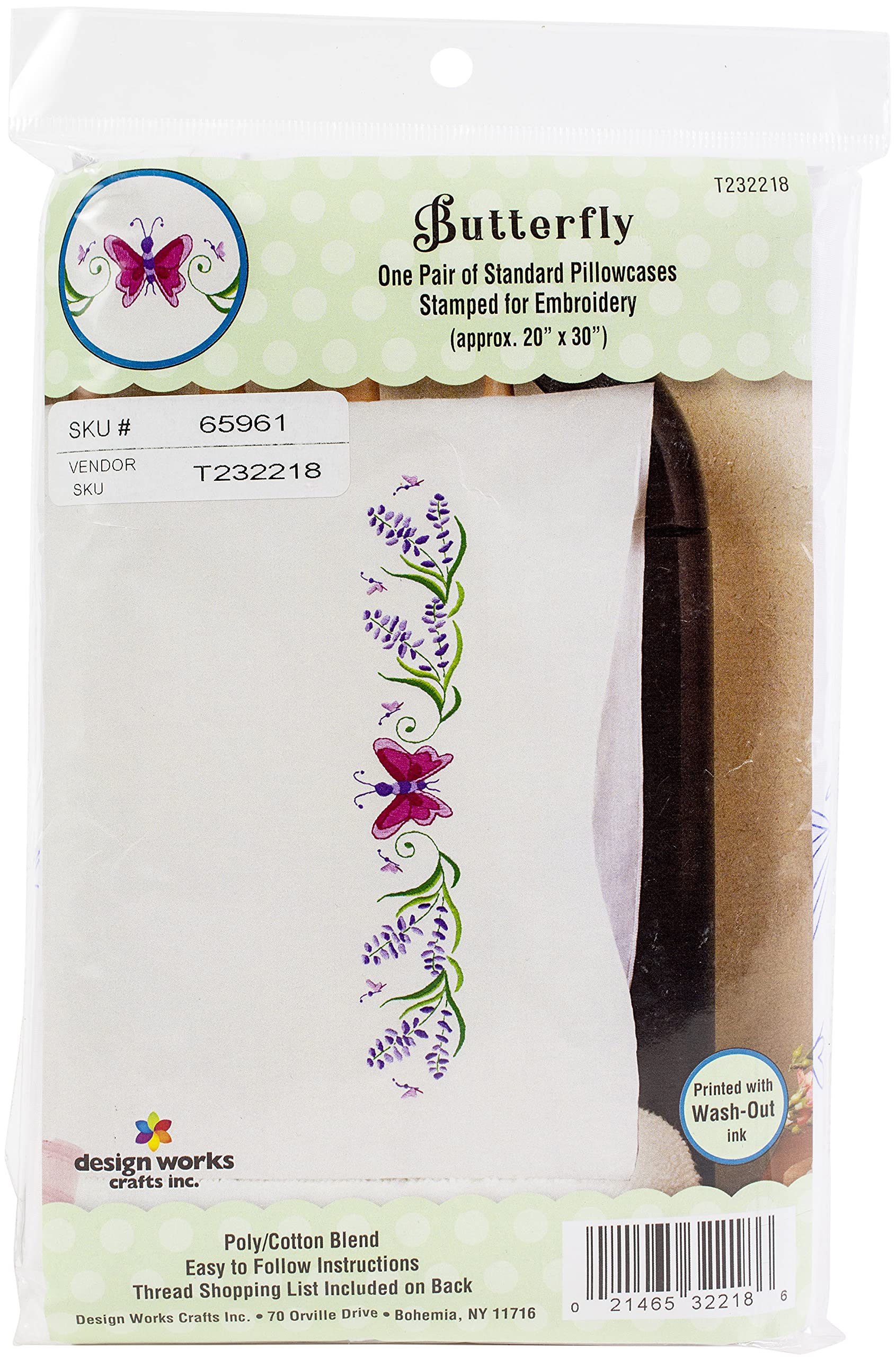 Premium Tobin Design Works Embroidered Stamped Pillowcases Set of 2 - Floral & Geometric Patterns for DIY Crafting & Home Decor