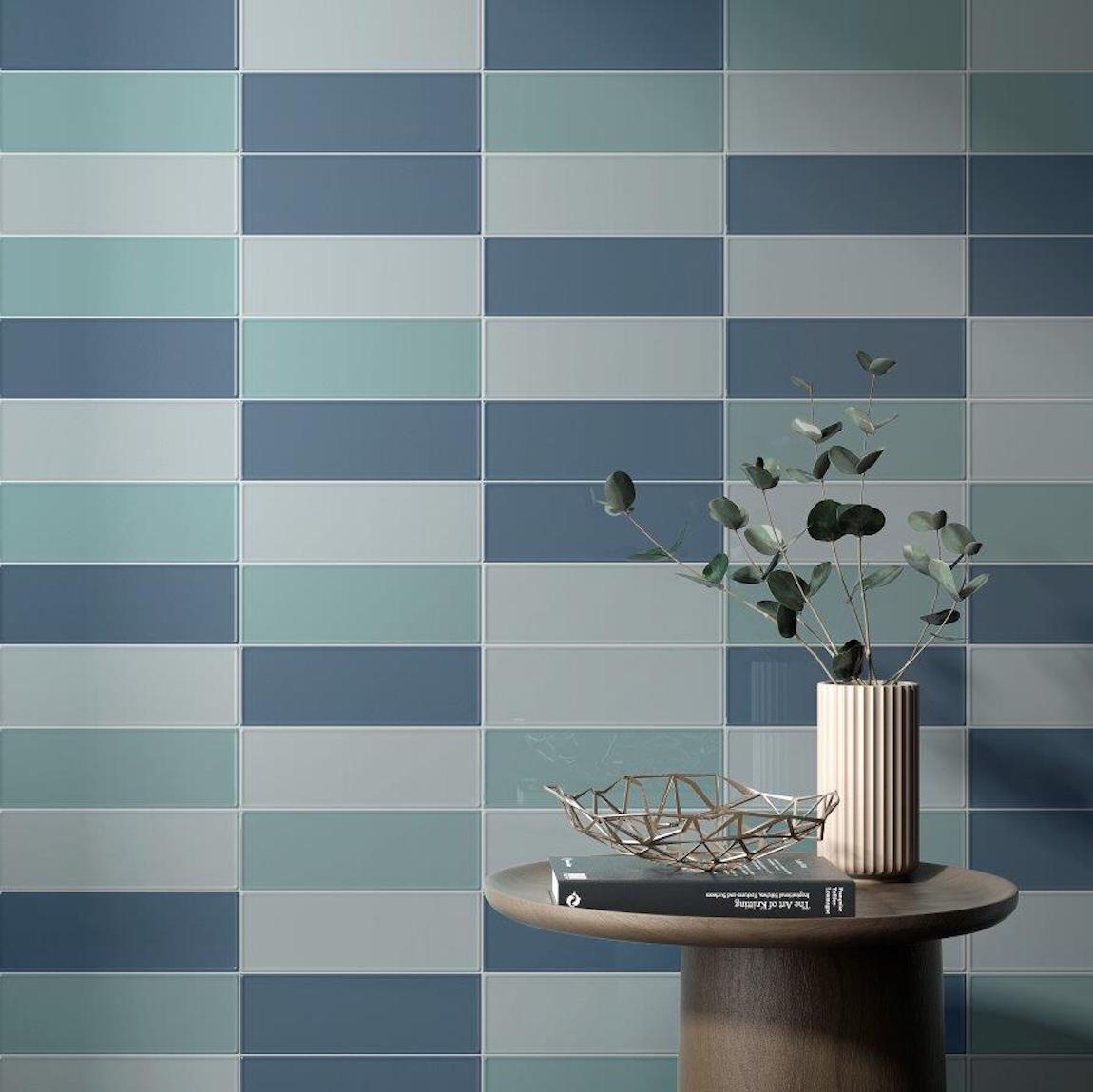 4x12 Blue Green Ceramic Subway Tile - Waterproof Kitchen Backsplash & Bathroom Wall Tile for Modern Home Decor