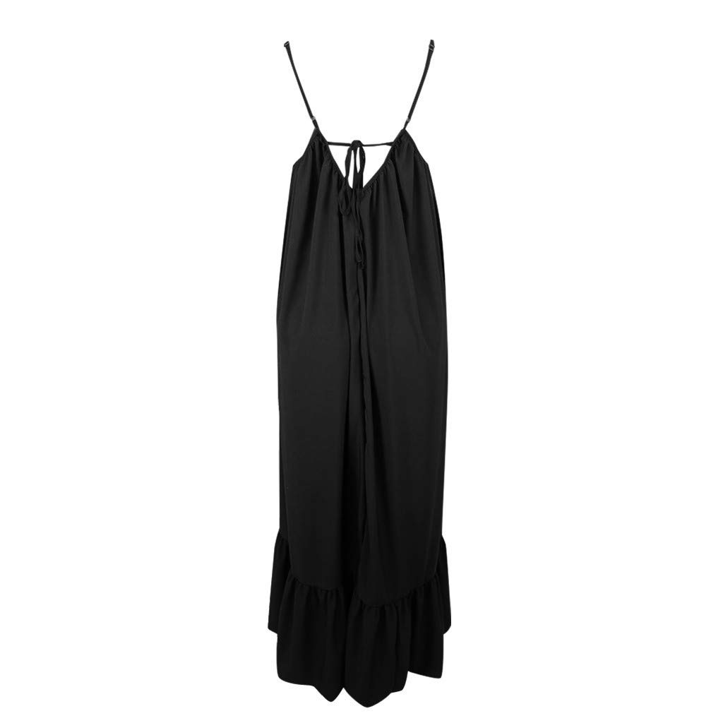 NaRHbrg Plus Size Women's Casual Loose Sundress - Long Sleeveless Maxi Dress with Pockets for Summer Beach Vacation, Outdoor Picnic & Boho Style Outfits