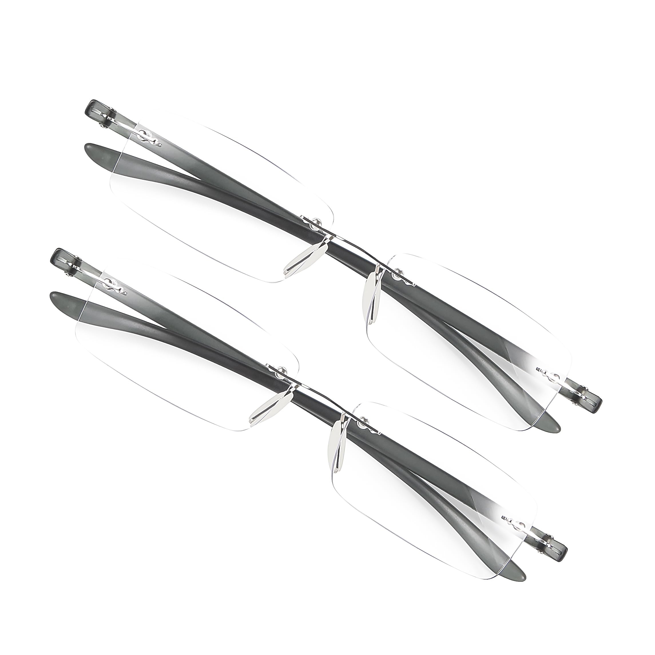 2 Pack Blue Light Blocking Reading Glasses for Men & Women - Anti Eyestrain Computer Glasses, Frameless Lightweight Design for Office, Gaming & Screen Use