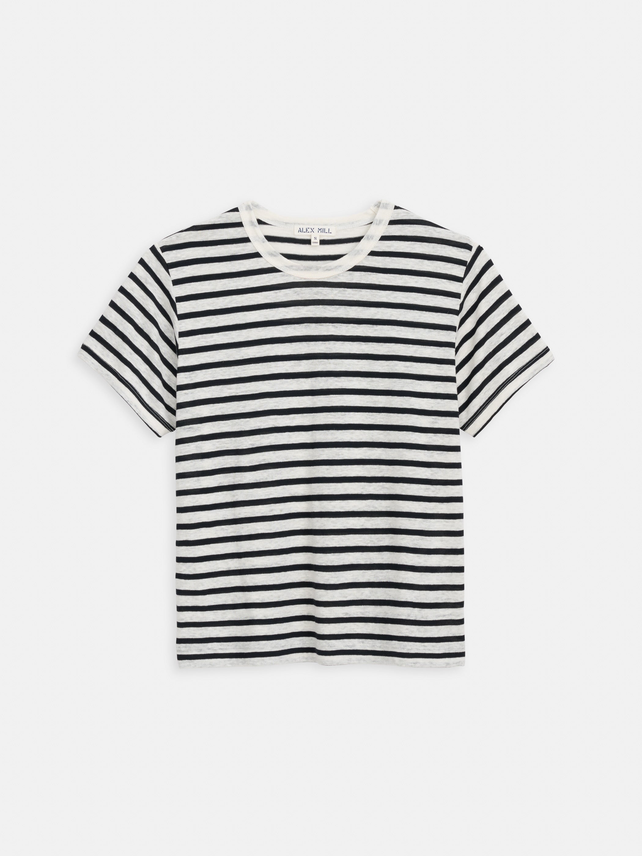 Garcon Striped T-Shirt in Linen Cotton Blend | Breathable Summer Casual Tee for Men | Perfect for Beach Outings and Weekend Wear