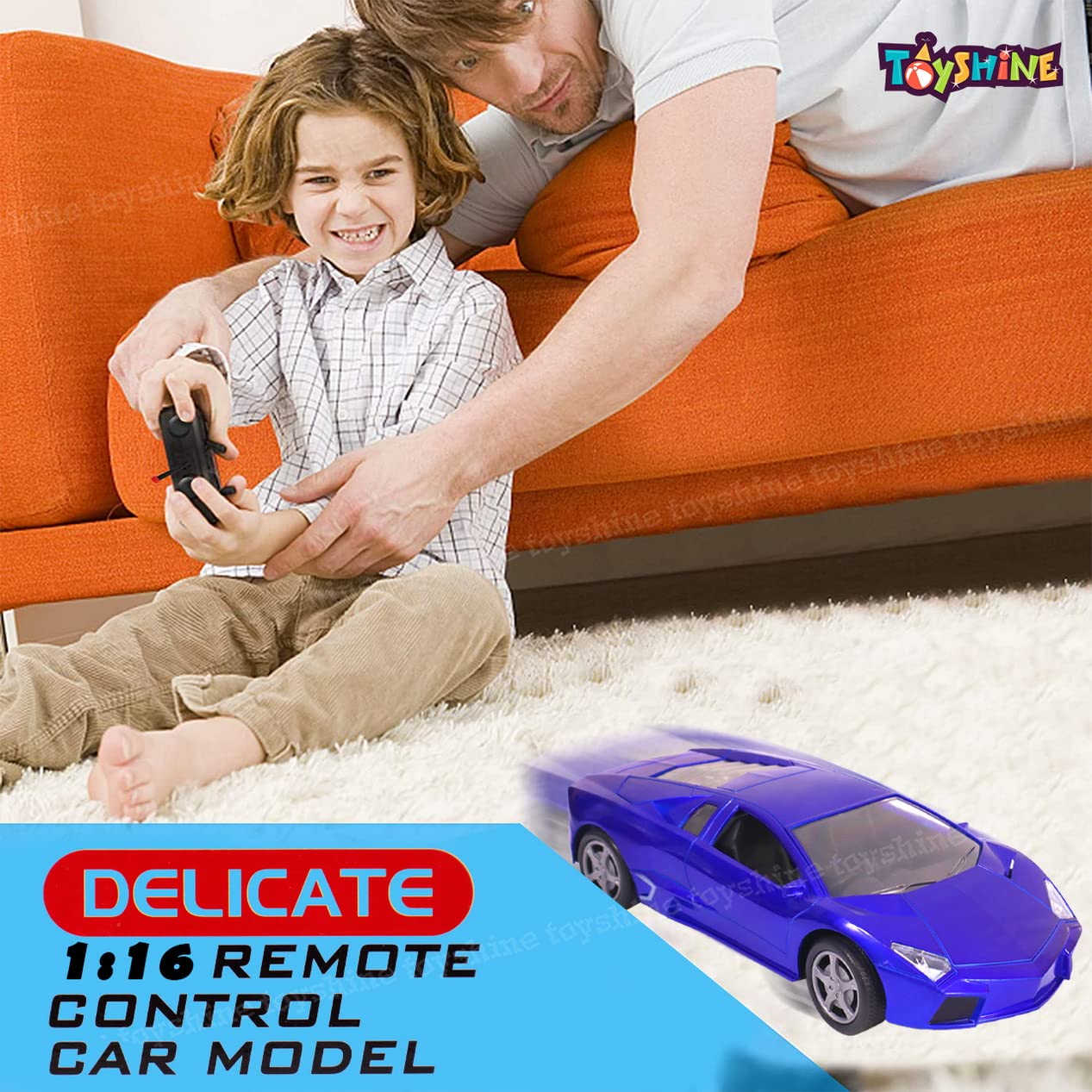 Toyshine 1:16 Champion Scale Remote Control RC Car - High Speed Fast Racing Toy for Kids & Adults, Blue - Perfect for Indoor & Outdoor Play, Racing Competitions, Birthday Gifts