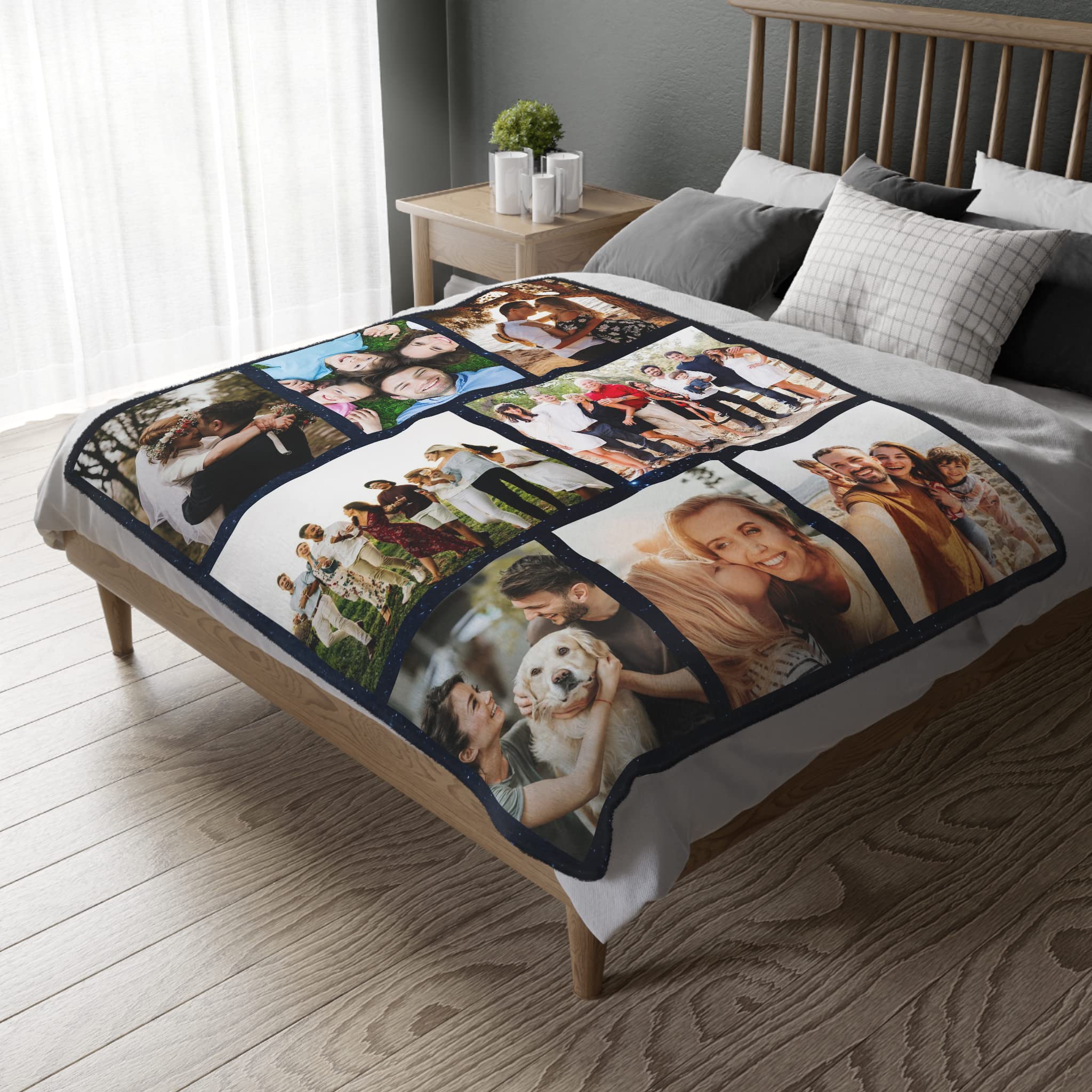 Custom Photo Blanket - Personalized Fleece Throw Blanket with Text & Collage | Family Gifts for Birthday, Christmas, Wedding Anniversary | Cozy Home Decor, Gift Idea for Loved Ones