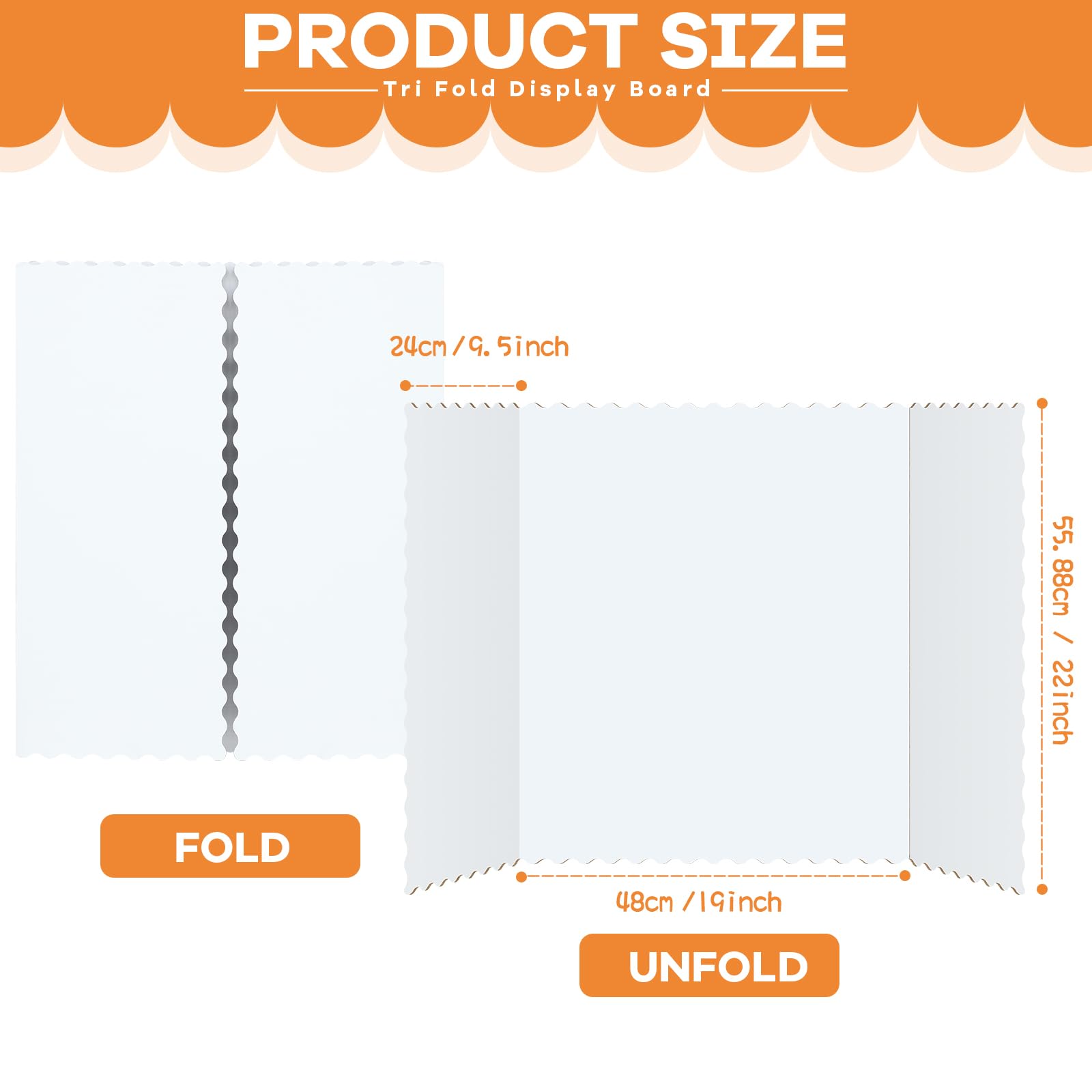 Henoyso 8-Piece Tri-Fold Poster Board Set - Lightweight Foldable Presentation Boards for Science Fair & School Projects (22