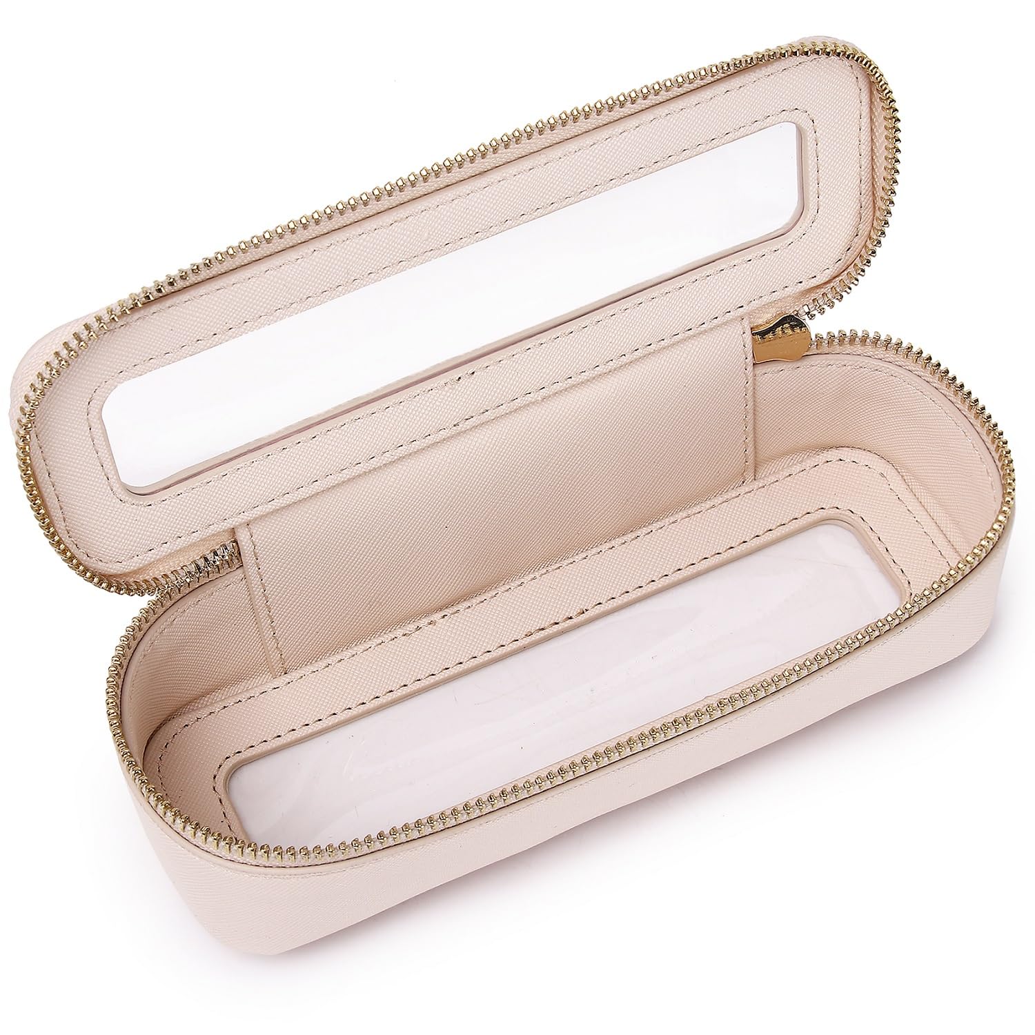 Clear Travel Makeup Brush Case - Slim Zippered Cosmetic Bag for Women | Car & Toiletry Organizer