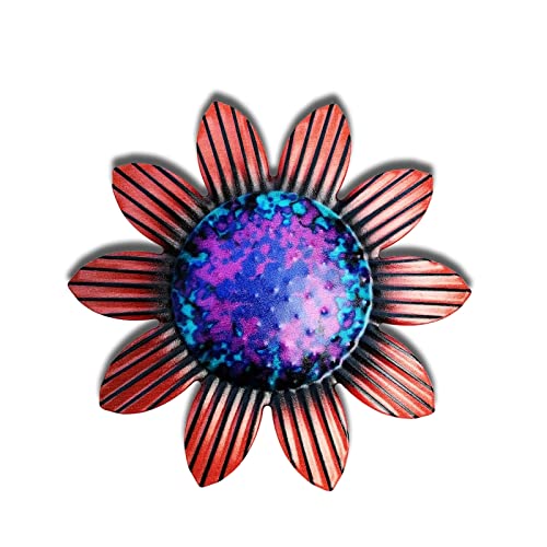 Handmade Wrought Iron Wall Art - Colorful Metal Flower Sculpture for Indoor & Outdoor Decor - Perfect for Garden, Patio, Living Room & Bedroom Wall Decoration