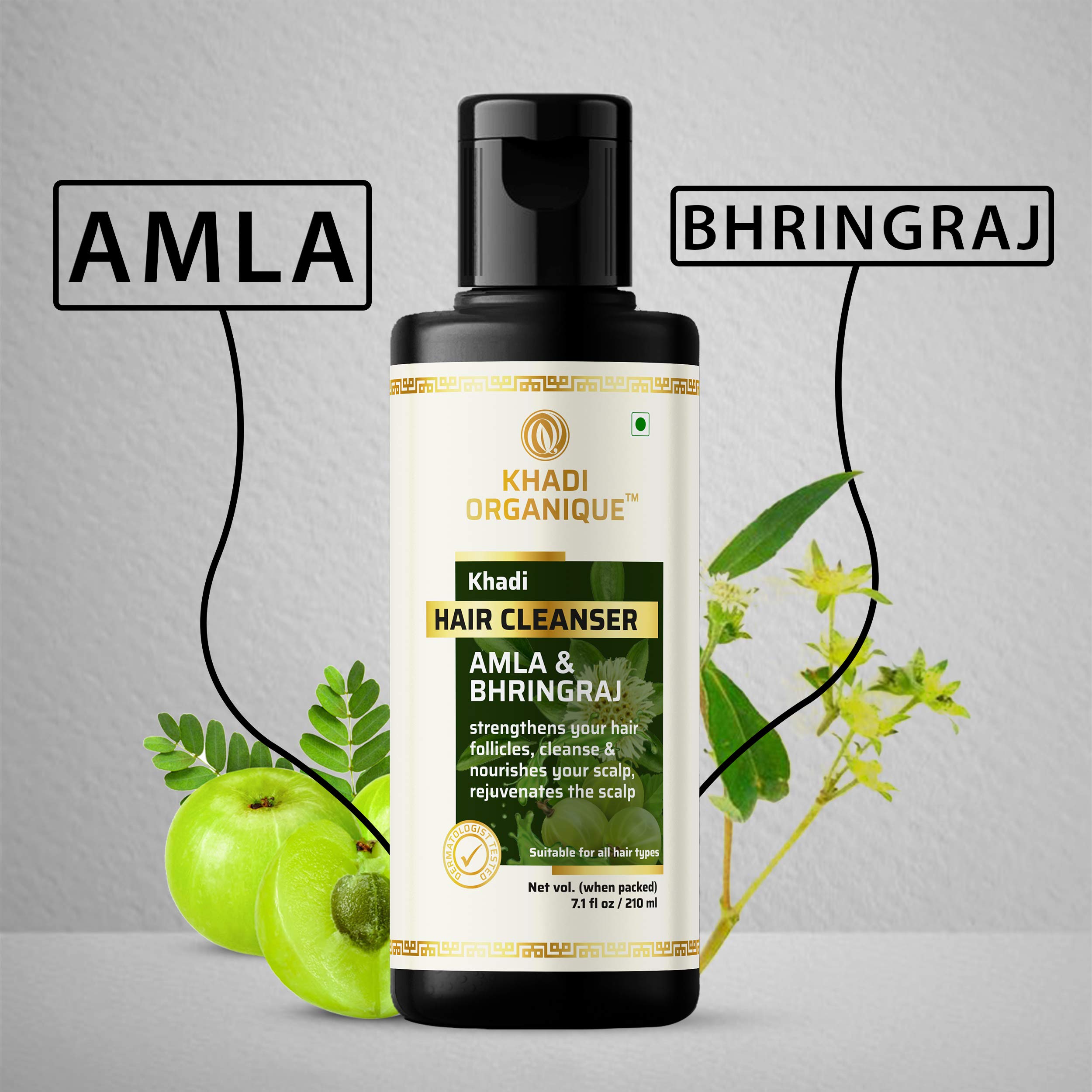 Khadi Organique Amla Bhringraj Hair Shampoo for Hair Fall & Dandruff Control - 2 Pack | Natural Ayurvedic Shampoo for Stronger Hair & Scalp Health | Perfect for Daily Hair Care & Dry Scalp Treatment