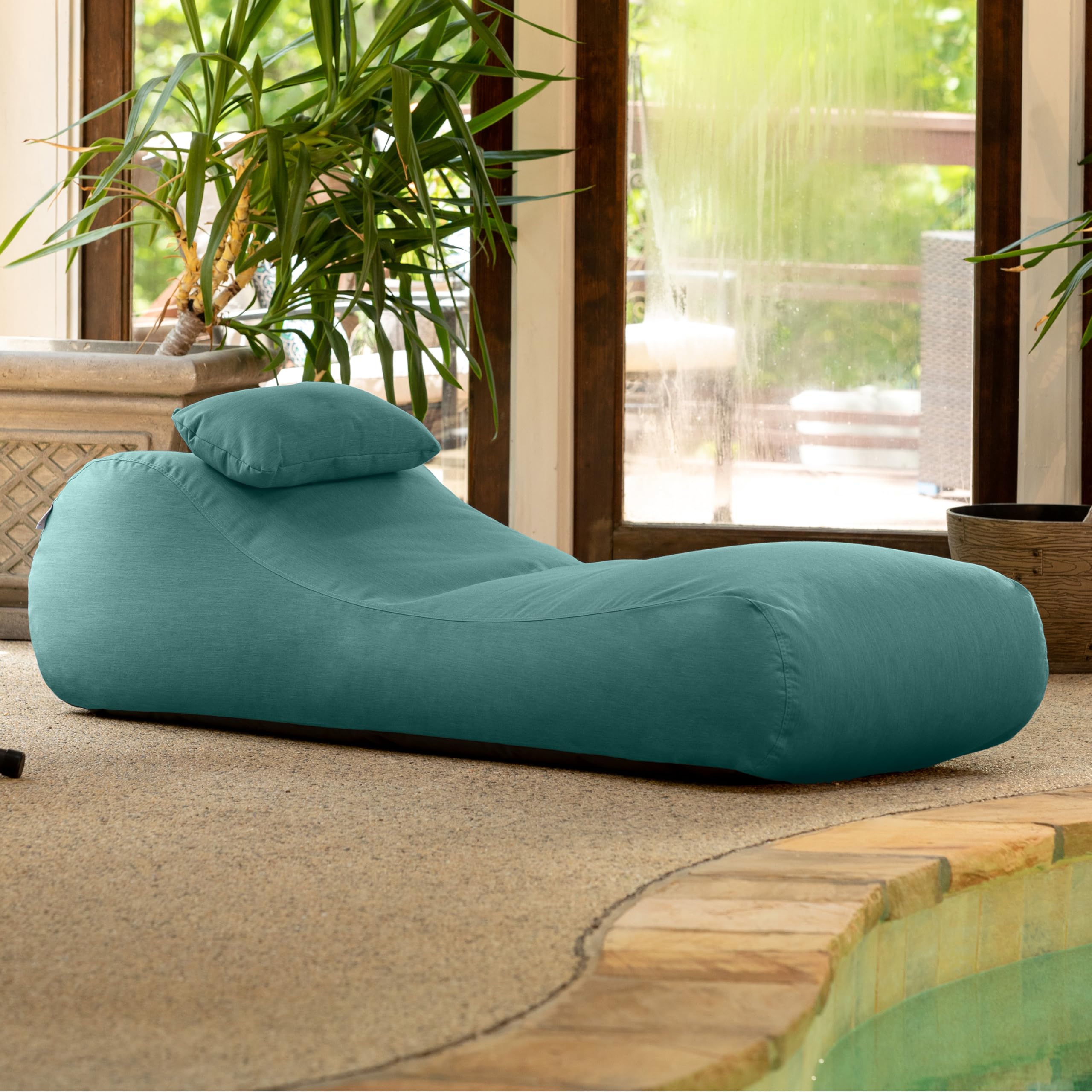 Jaxx Arlo Outdoor Bean Bag Sun Lounger - Waterproof Pool & Patio Chaise Recliner for Backyard, Beach, or Garden - Comfortable Twin-Size Sunbathing Chair with Breathable Breeze Fabric