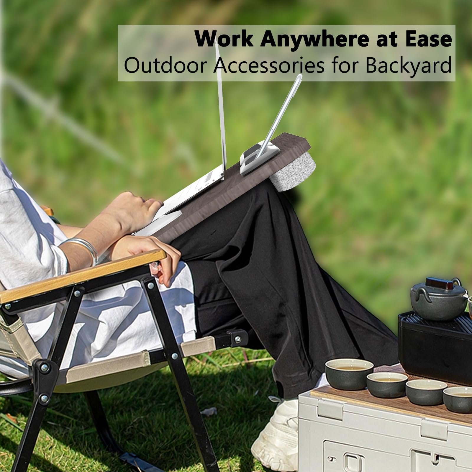 Ergonomic Laptop Desk for Bed - Portable Home Office Lap Desk with Cushion & Storage, Fits 17