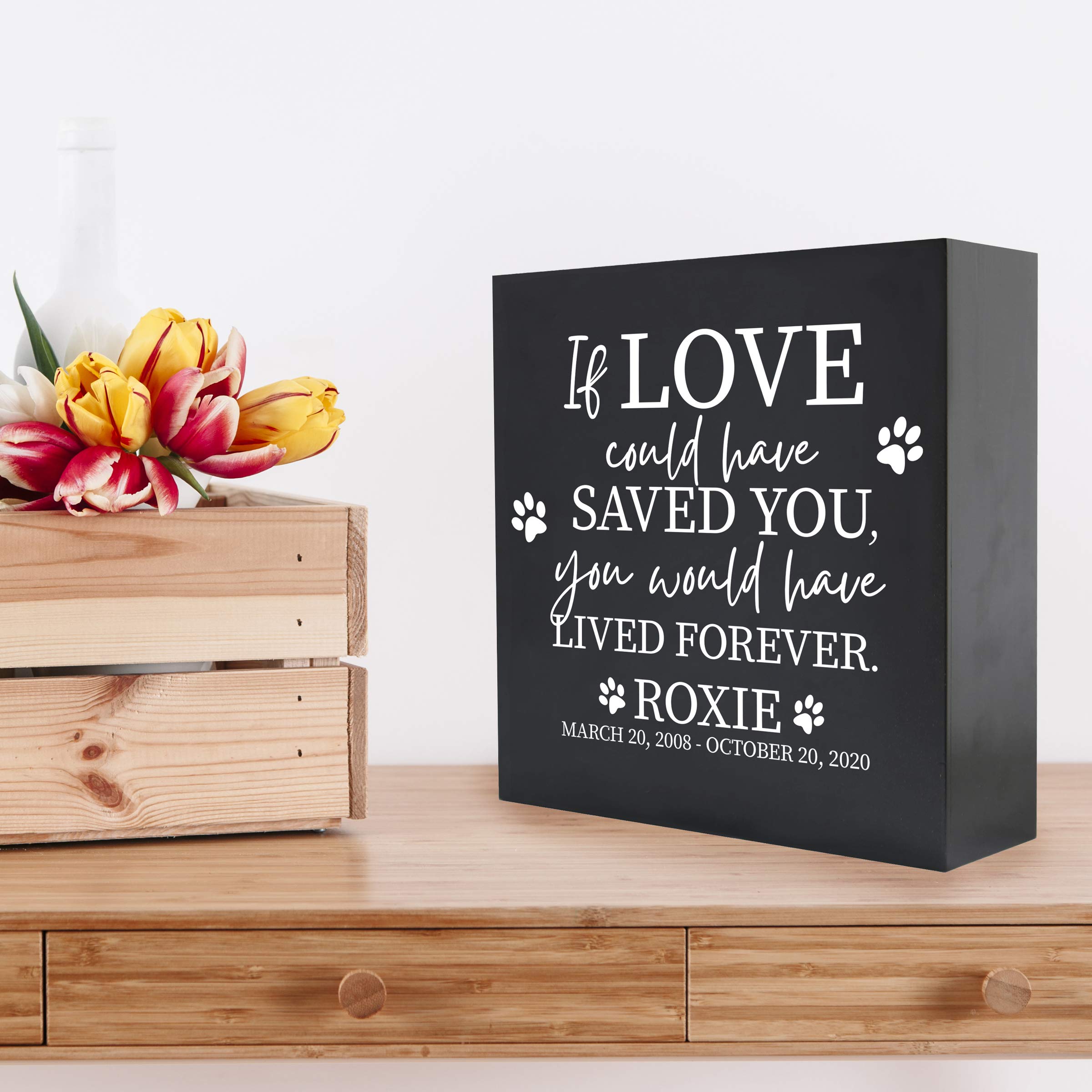 LifeSong Milestones Custom 10x10 Pet Memorial Shadow Box Urn - Pet Loss Keepsake for Dogs & Cats - 189 cu in Funeral Remembrance Gift (Black) - Perfect for Home Memorial Displays & Condolence Gifts