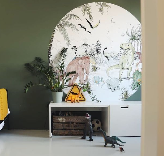 Prehistoric Dinosaur Round Wall Stickers - Self-Adhesive Vinyl Decals for Kids Room, Nursery, Classroom Decor - Perfect for Themed Parties & Playrooms