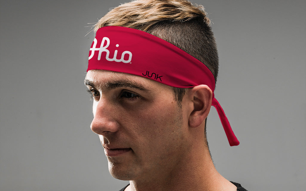 Ohio State Buckeyes Script Ohio Scarlet Flex Tie Headband - Adjustable Sports Headband for Football, Basketball, Cheerleading & Game Day Fan Gear