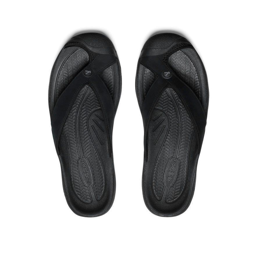 Men's Waimea Leather Flip Flops - Comfortable Black Sandals for Beach, Pool & Casual Wear | Premium Leather Slides for Summer Outdoor Activities