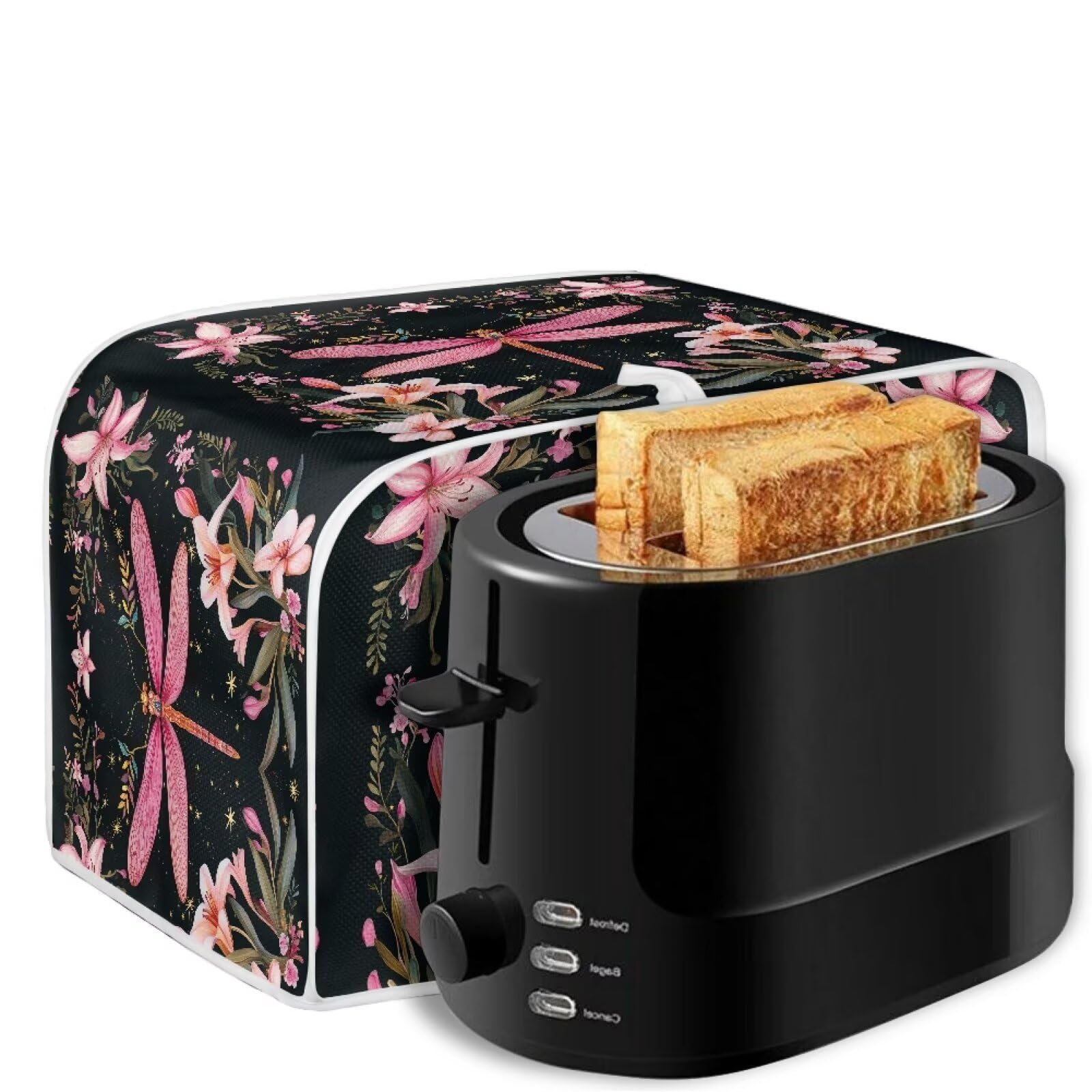 Mumeson 2 Slice Toaster Cover - Tulip Dragonfly Design Kitchen Appliance Protector - Lightweight Bread Maker Cover for Toasters - Perfect for Home, Kitchen, Breakfast & Dining Room Decor