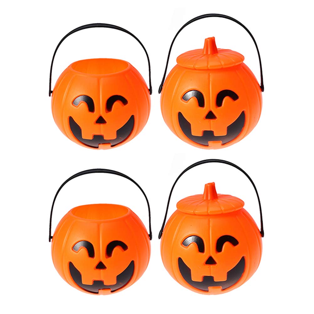Balacoo 6-Piece Halloween Pumpkin Bucket Set - Portable Plastic Candy Holder with LED Pumpkin Lamp for Trick or Treating, Party Decor & Fall Harvest Displays