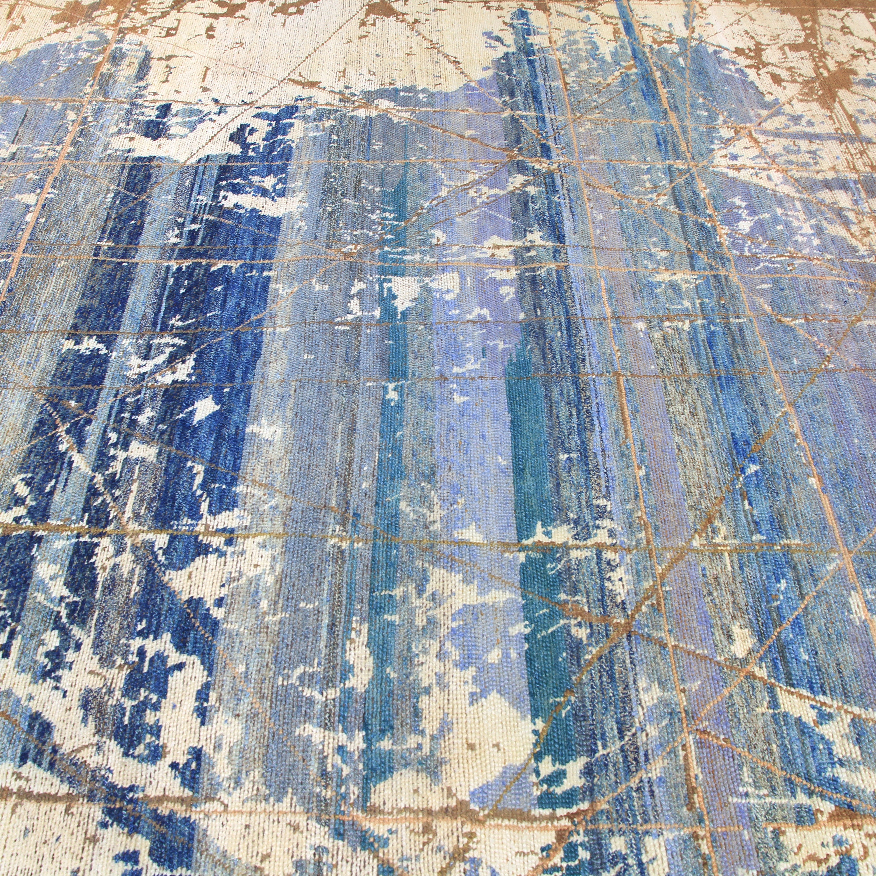 Blue Alchemy Transitional Abstract Wool Rug 9' x 10'5 - Soft Handmade Area Rug for Living Room, Bedroom & Office Decor