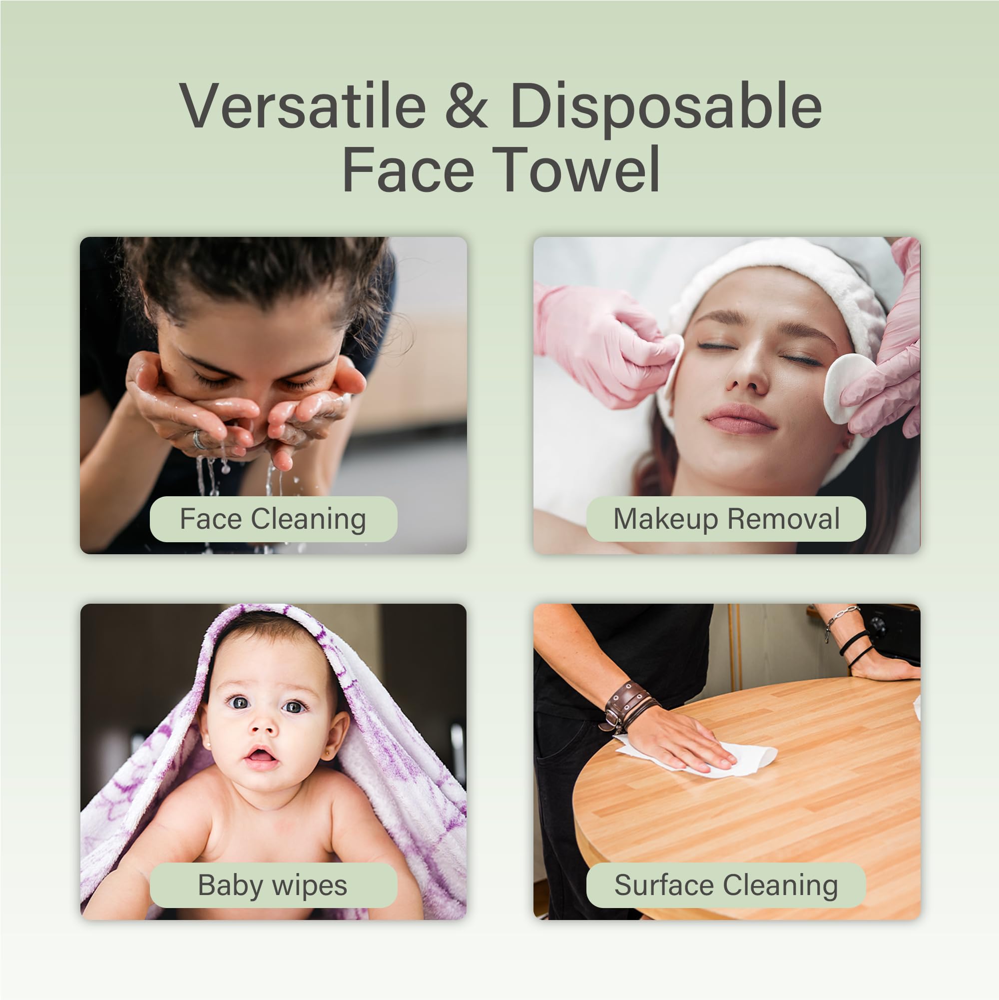 Unifree Soft Facial Towels - 360 Count | Gentle Makeup Remover Wipes & Dry Towelettes | Travel-Friendly, Hypoallergenic Facial Tissues for On-the-Go Skincare, Gym, Travel & Daily Makeup Removal