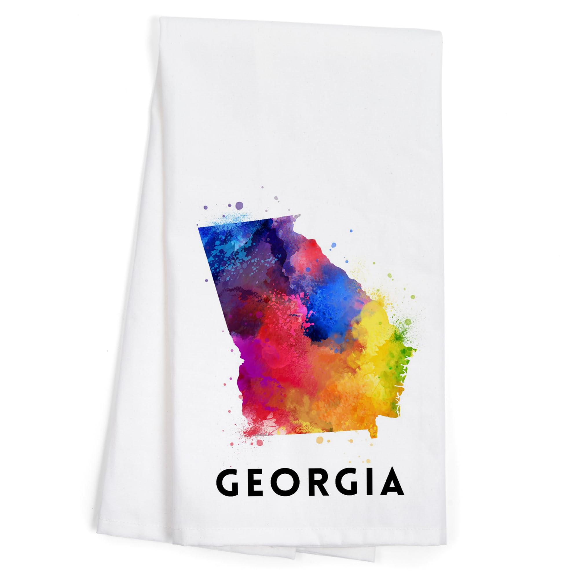 Georgia State Abstract Watercolor Cotton Tea Towel - 100% Premium Kitchen & Decorative Hand Towel for Home, Bathroom, and Gift Giving
