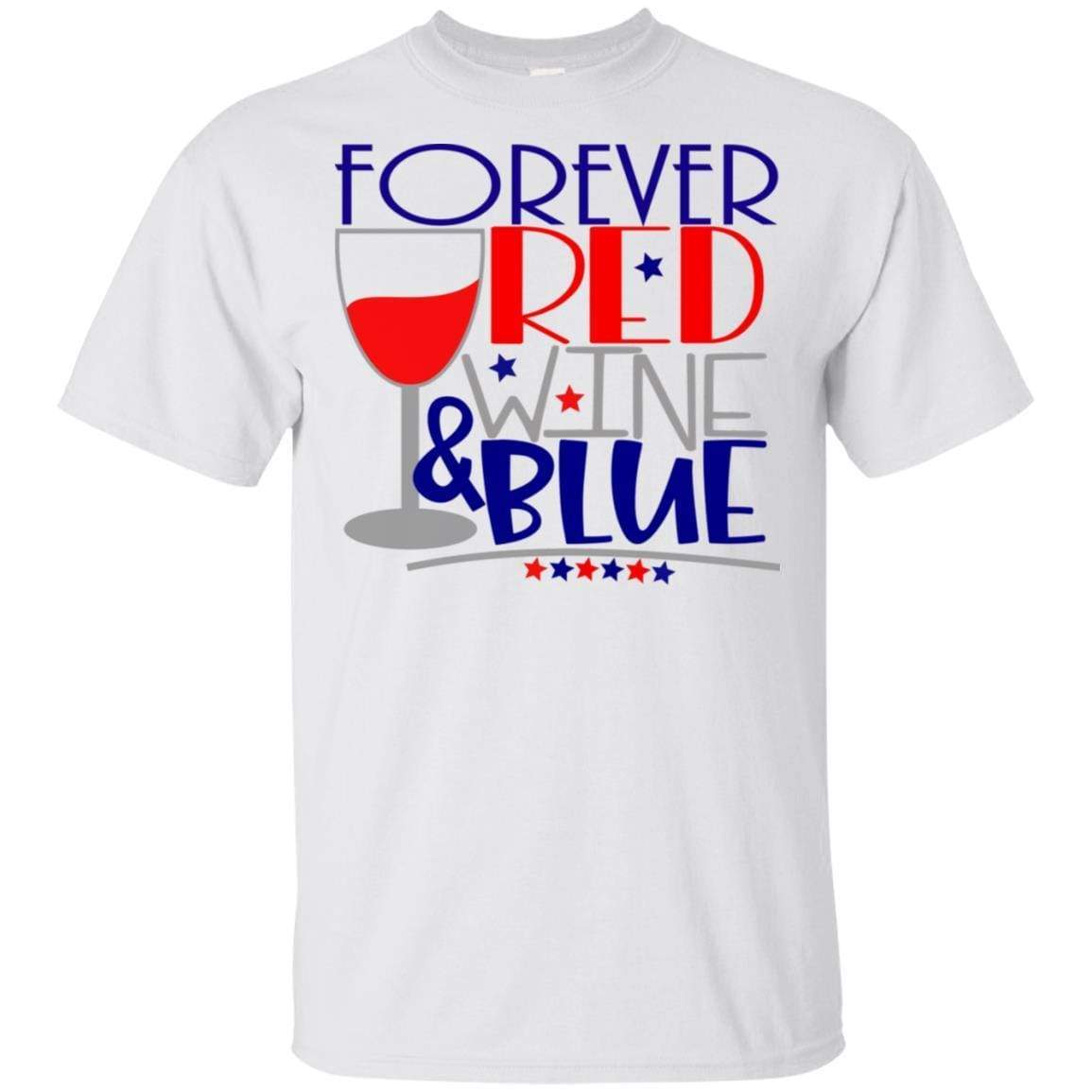 WineyBitches.Co Forever Red Wine and Blue Ultra Soft Cotton T-Shirt | Patriotic American Flag Design | Perfect for 4th of July, BBQ Parties & Casual Wear