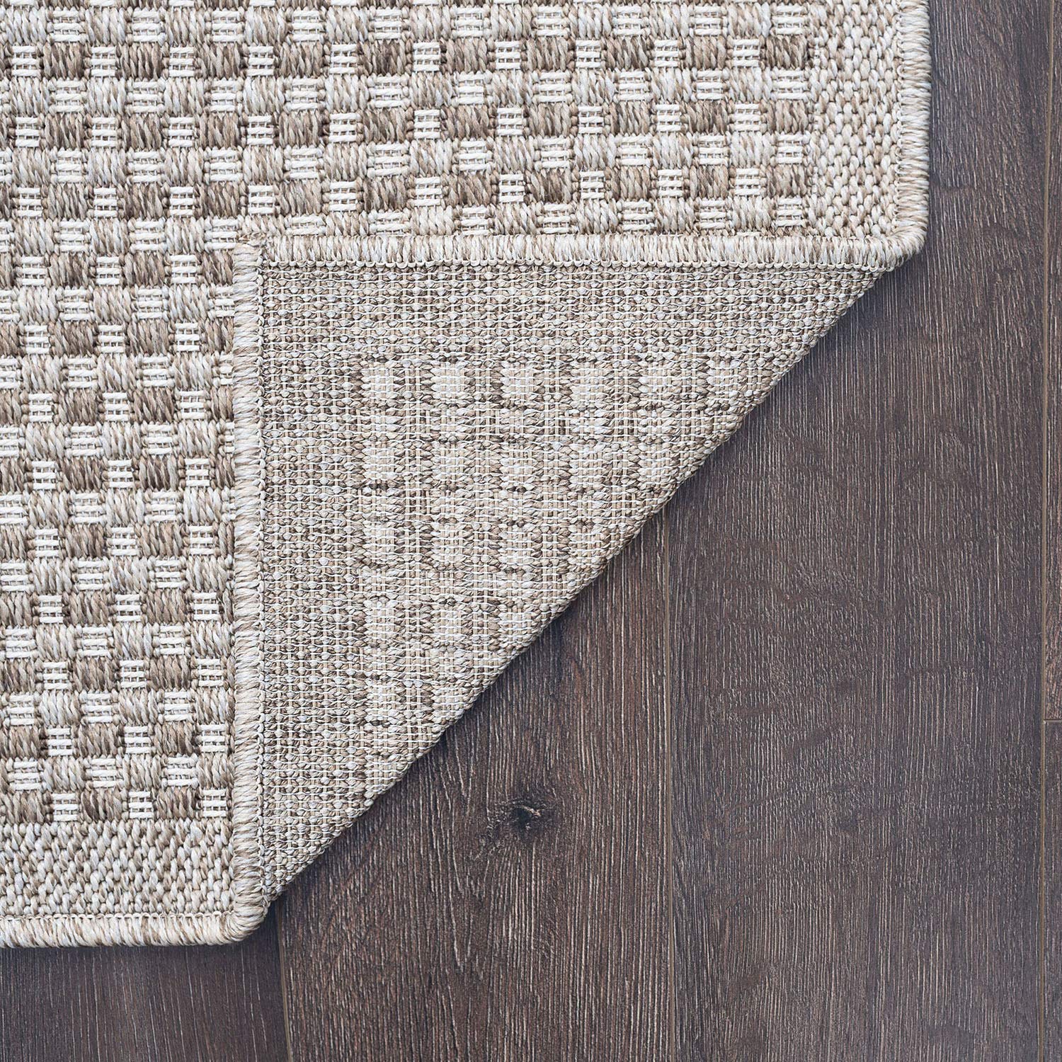 Dickens Taupe 6-Foot Round Outdoor Area Rug - Modern Basketweave Design for Living Room, Bedroom, or Dining Room | Perfect for Patio, Deck, and Indoor Decor