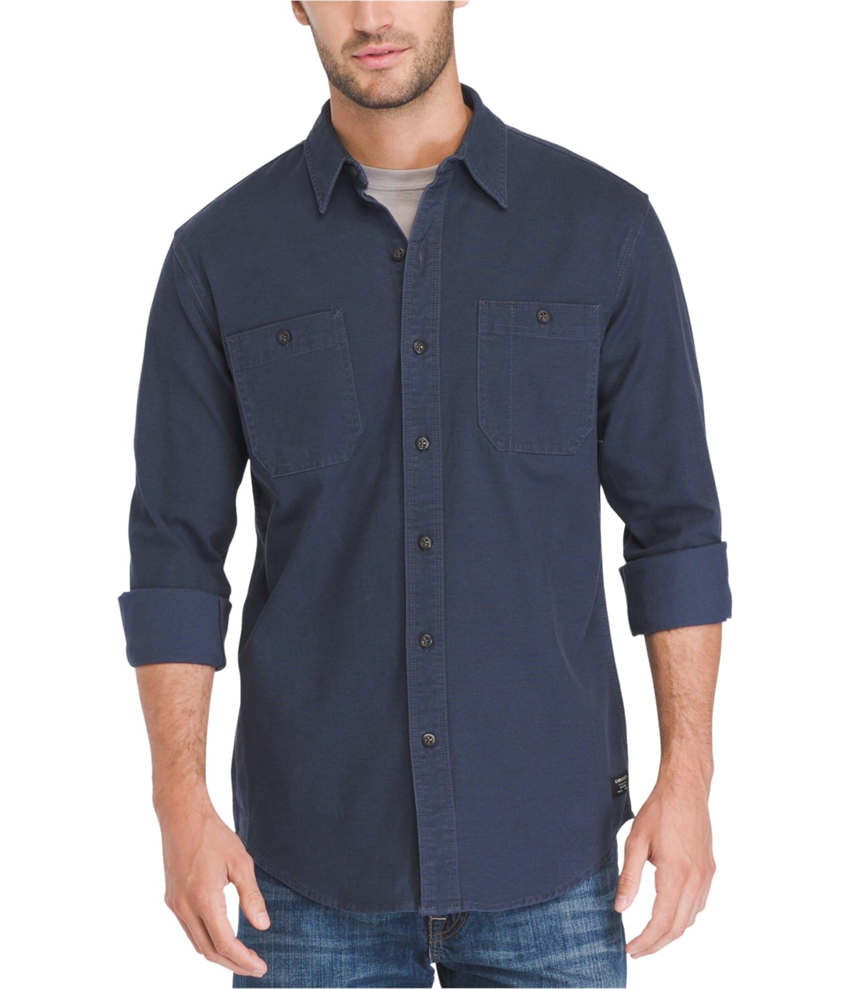 G.H. Bass & Co. Men's Casual Utility Pocket Shirt Jacket - Lightweight Blue Denim Workwear (Small) | Perfect for Outdoor Activities, Work & Everyday Wear