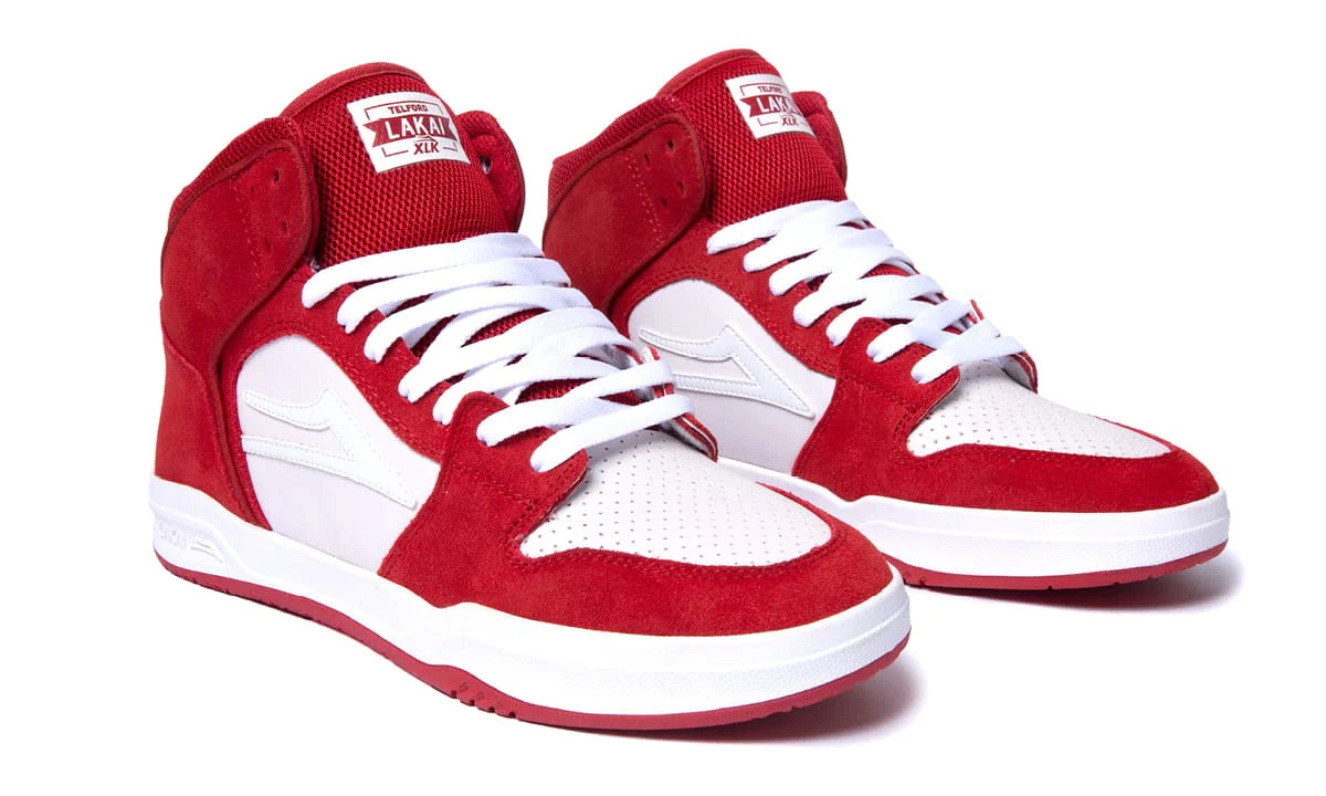 LAKAI TELFORD Red/White UV Suede Skate Shoes - Men's High-Performance Sneakers for Street Skating & Casual Wear