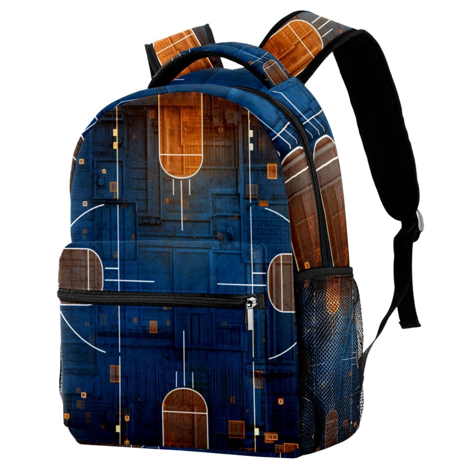 VTGHDEEQ Travel Backpack - Waterproof Laptop Backpack for Work, School & Gym - Durable Art Basketball Court Design - Perfect for Commuting, College & Outdoor Adventures