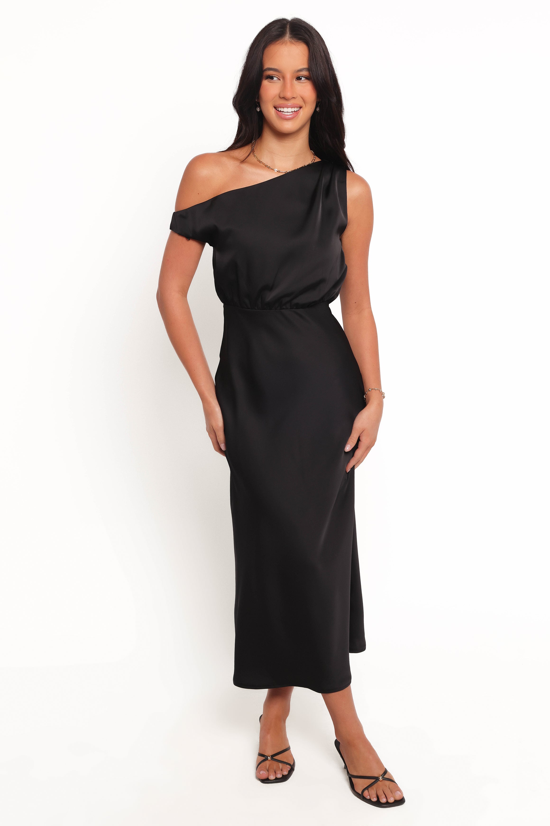 Elegant Black Clare Midi Dress for Women - Perfect for Office Wear, Cocktail Parties & Date Nights