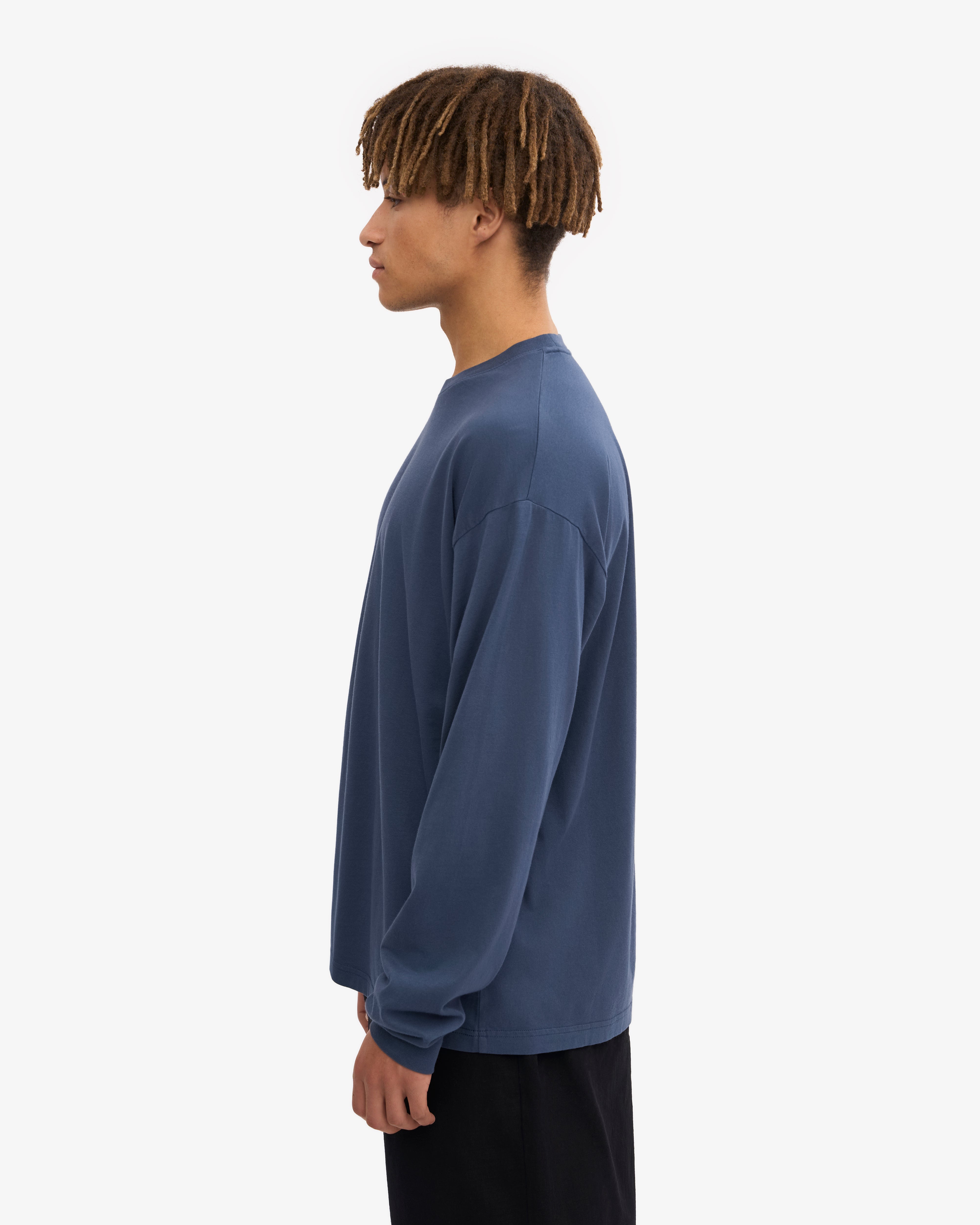 Organic Oversized Long Sleeve T-Shirt for Women - Petrol Blue - Soft Cotton Comfort Fit - Perfect for Casual Wear, Layering & Street Style Fashion