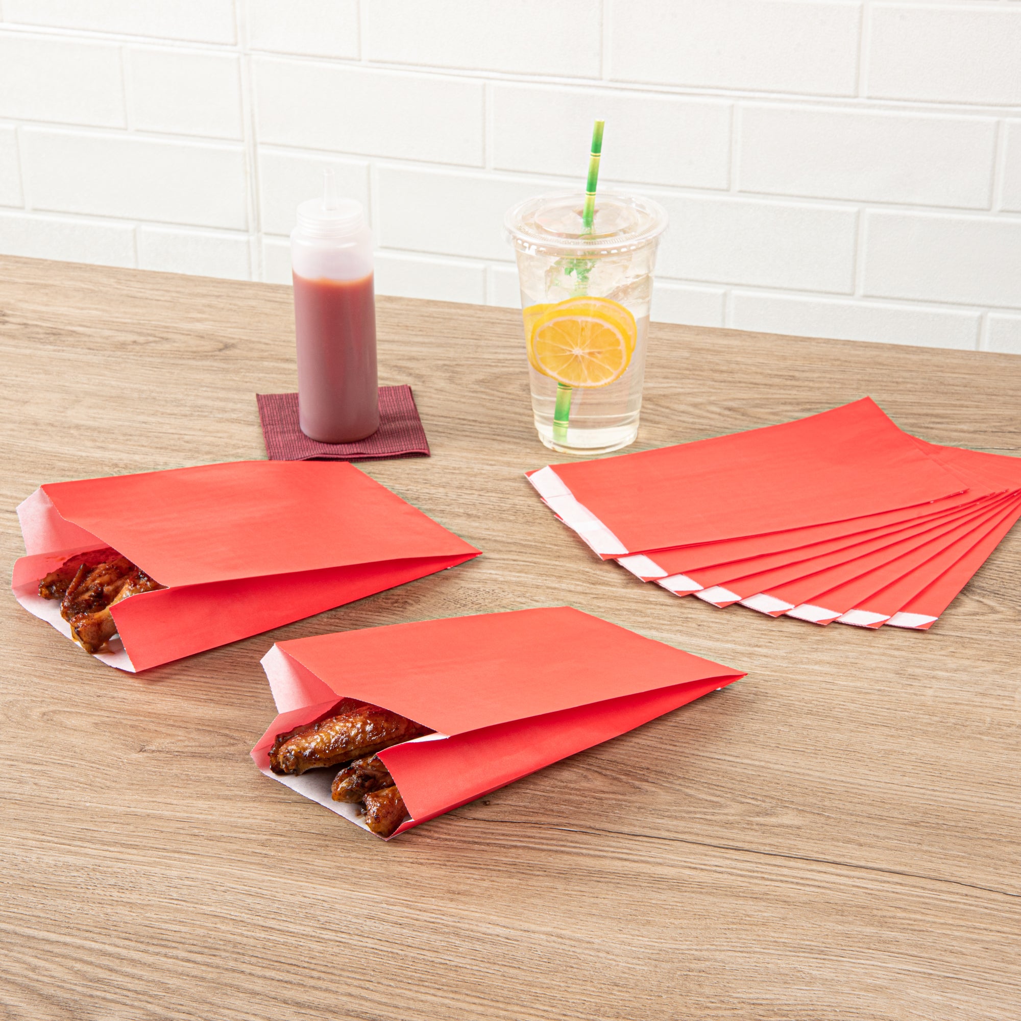 Red French Fry & Snack Bags - 5x3x8.75 Inches, 100 Count Box | Perfect for Parties, Fast Food, and Takeout Restaurants