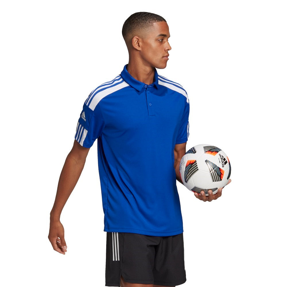 Adidas Squadra 21 Men's Performance Polo Shirt - Royal Blue & White - Moisture Wicking, Breathable Fabric for Golf, Tennis & Casual Wear