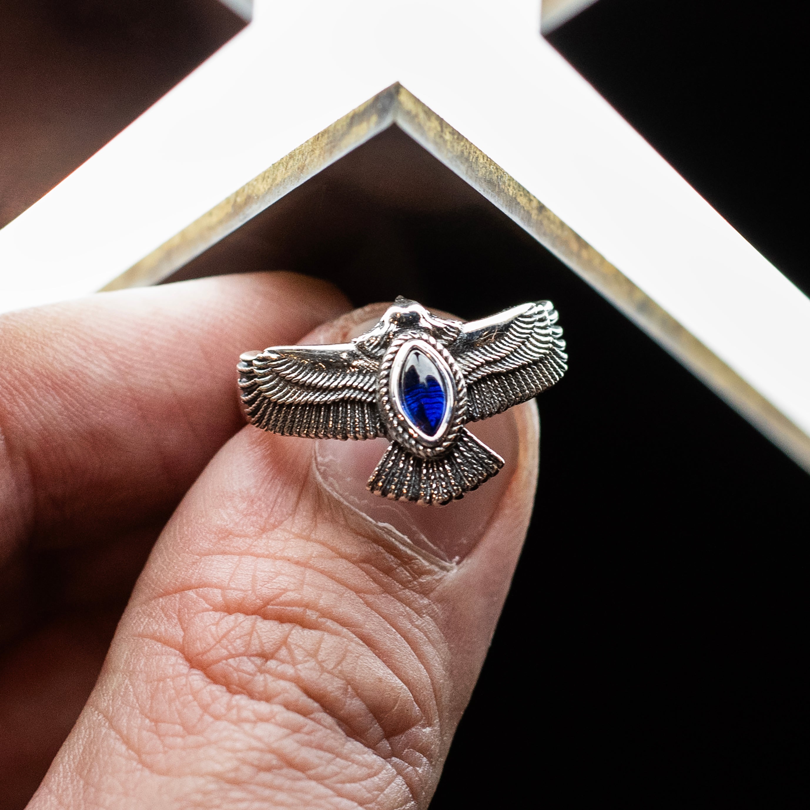 Eagle Sapphire Ring for Women - AQUILA Sterling Silver Blue Gemstone Jewelry - Perfect for Engagement, Anniversary & Special Occasion Gifts