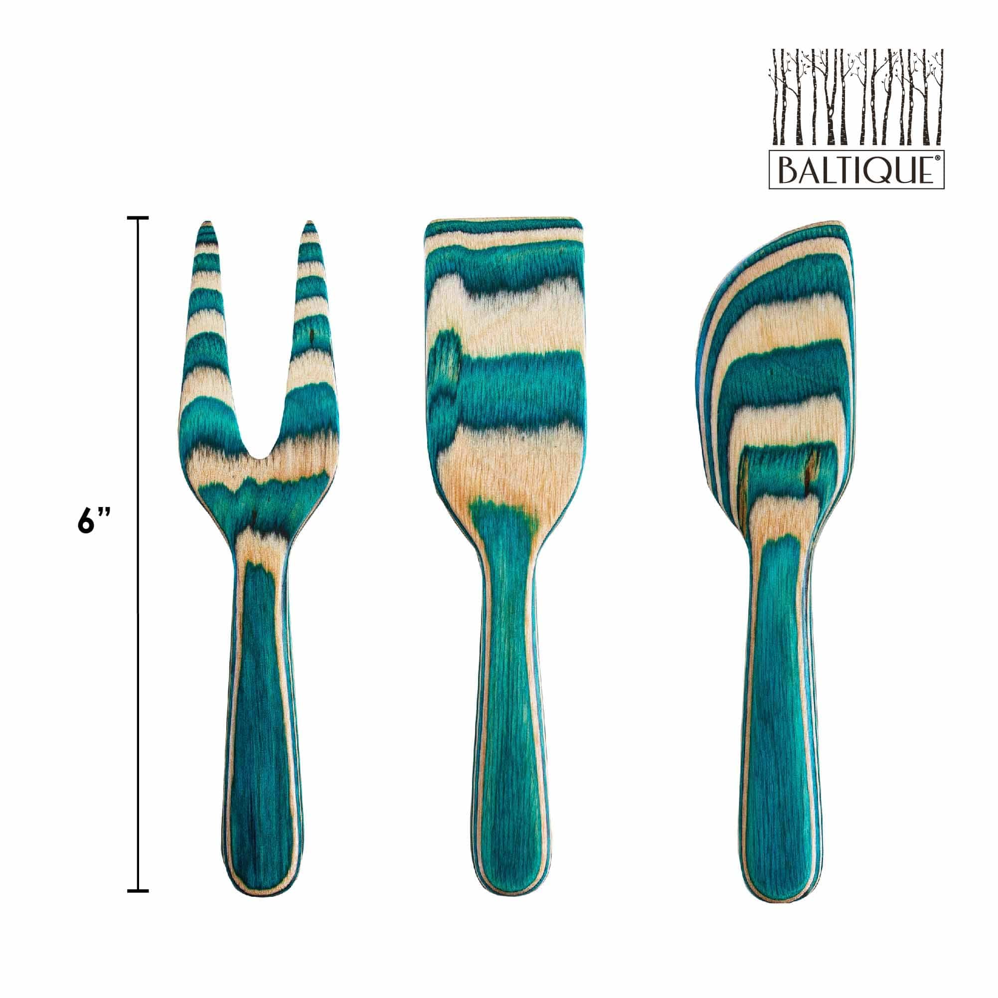 Baltique® Mykonos Collection 3-Piece Cheese Knife Set - Stainless Steel Cheese Slicer, Fork & Spreader - Perfect for Wine Parties, Charcuterie Boards & Gourmet Cheese Tasting