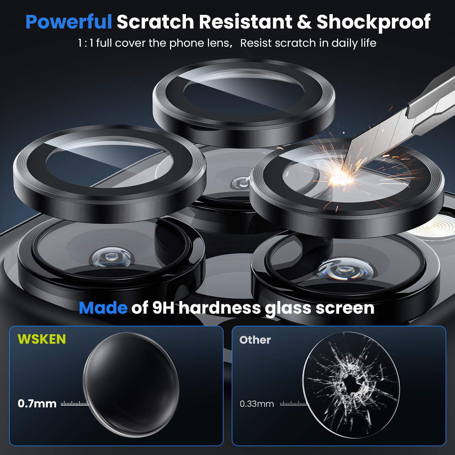 WSKEN Premium Tempered Glass Camera Lens Protector for iPhone 16 Pro/Pro Max & iPhone 15 Pro/Pro Max - Shatterproof Ultra HD Metal Frame Protection - Perfect for Outdoor Adventures, Travel Photography and Daily Use