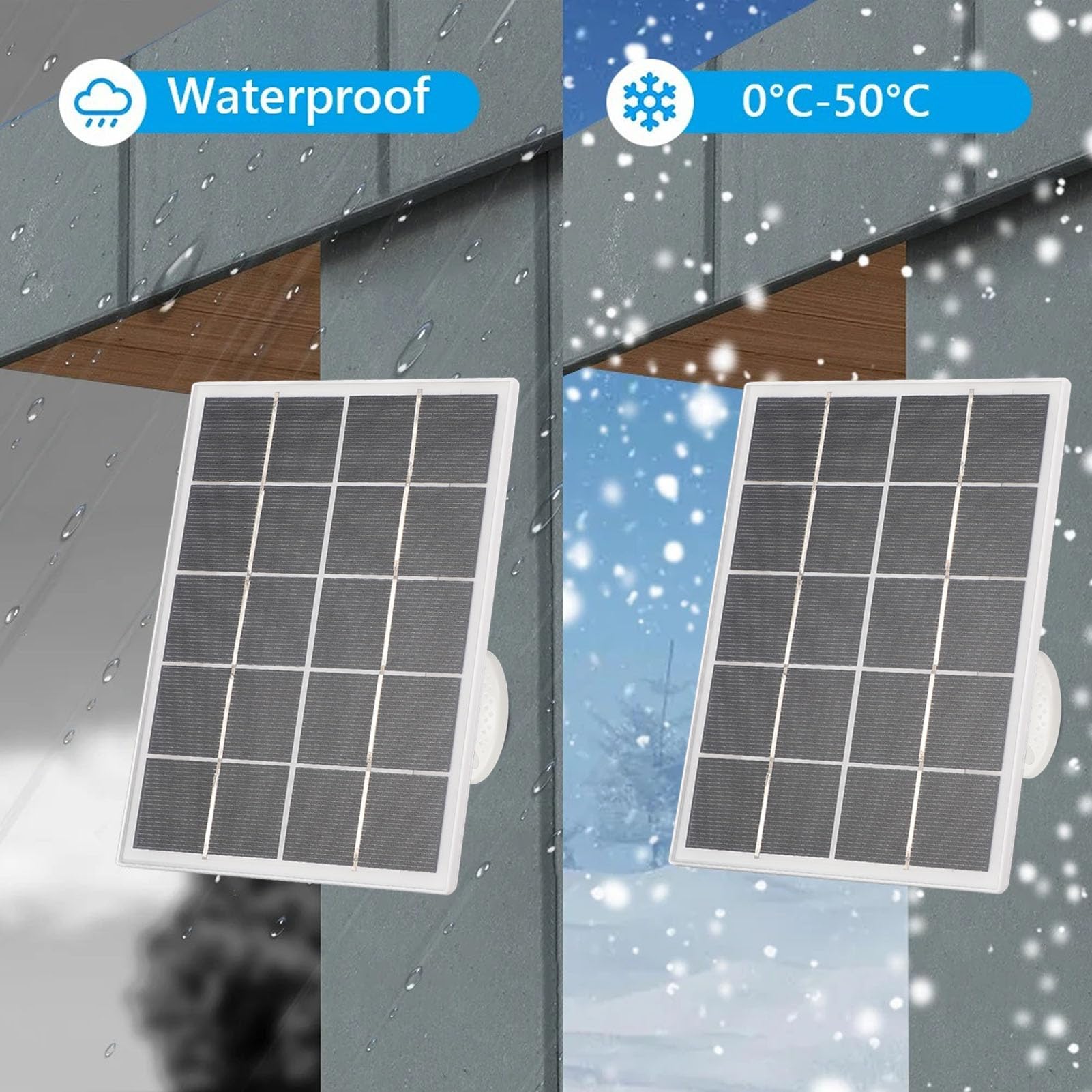 ASHATA 3W Solar Panel for Security Camera - 5V Waterproof Outdoor Solar Charger for Video Doorbell 4/3/2 Plus - Monocrystalline Wall Mounted Solar Power Panel (White) - Perfect for Home Security & Wireless Charging Solutions