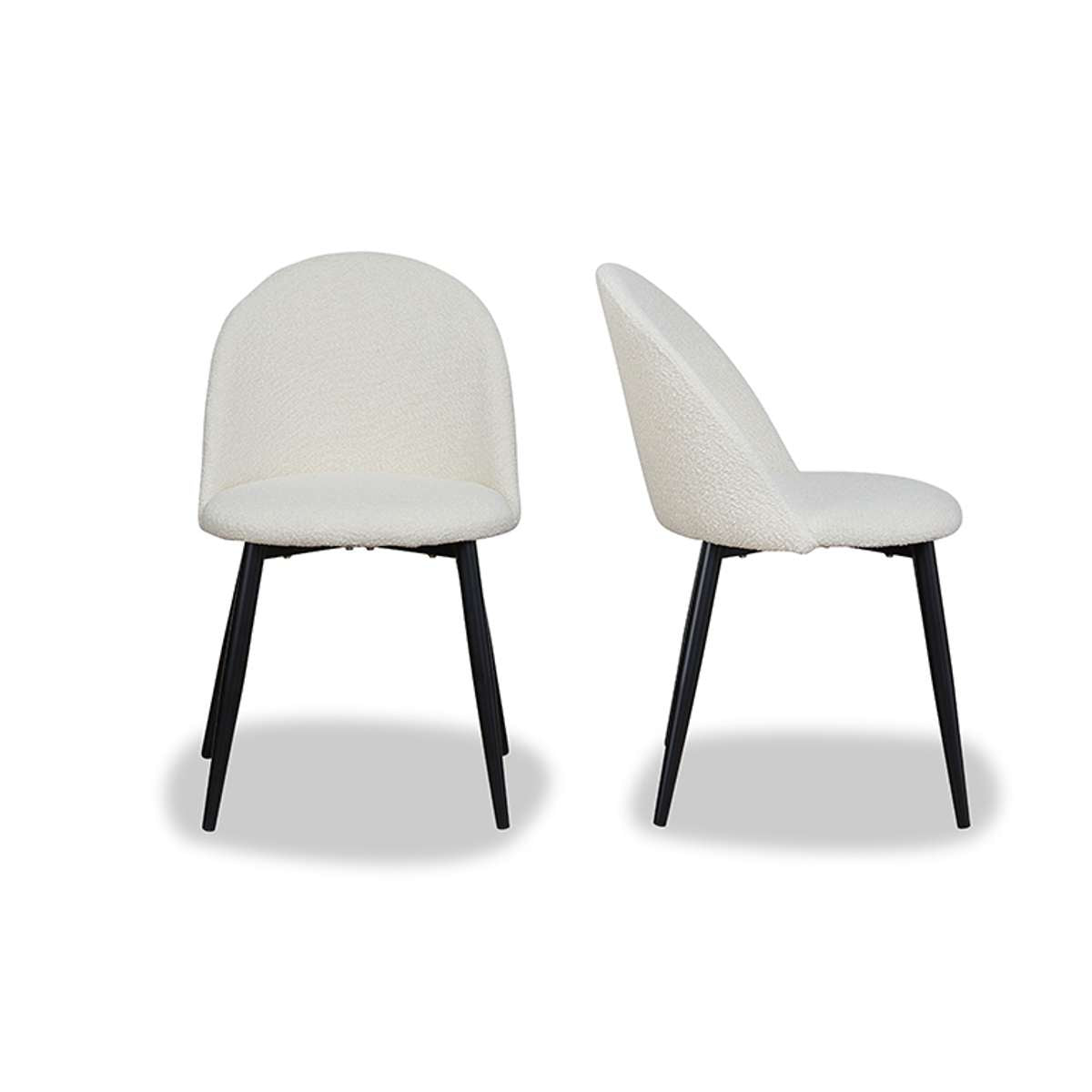 Londyn Dining Chairs Set of 2 - Cream Boucle Upholstered Modern Accent Chairs for Kitchen, Dining Room & Breakfast Nook - Comfortable Mid Century Style Seating