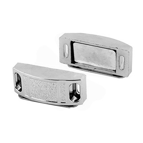 Ucland Magnetic Cabinet Catch Stopper - Silver Tone (2pcs) - Heavy Duty Hardware for Furniture, Closet & Drawer Latch - Perfect for Kitchen, Bathroom & Office Storage