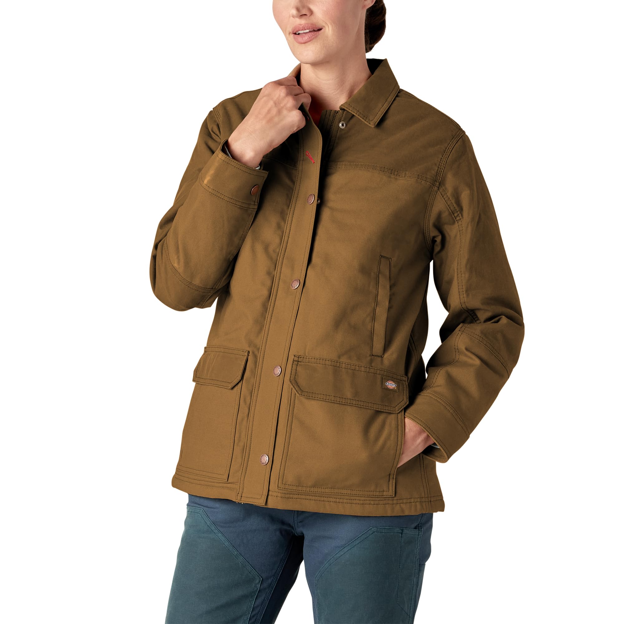 Dickies Women's Waxed Canvas Chore Coat - Durable Work Jacket for Outdoor Activities, Gardening & Casual Wear