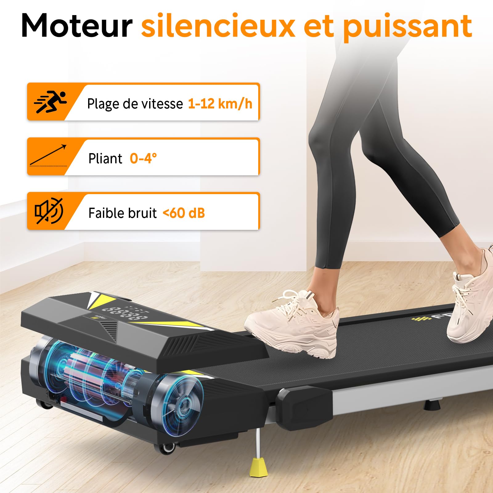 1-in-4 Home Treadmill with Incline - Foldable Walking Pad for Indoor Exercise, Jogging & Cardio Workouts - Perfect for Home Gym, Office & Small Spaces